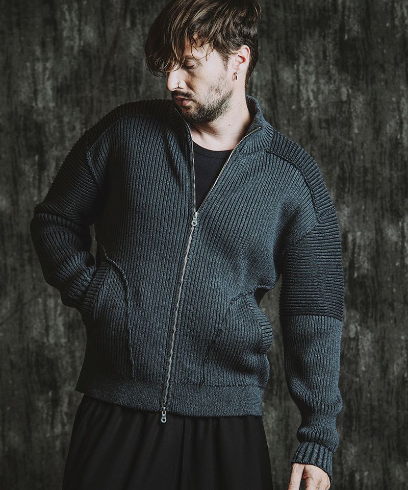 30%OFF【NO ID.(ノーアイディー)】 ﾊﾞｲｶｰｽﾞﾆｯﾄZIP-CD カーディガン