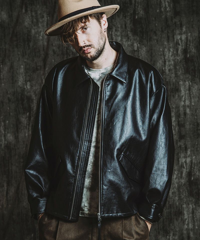 30%OFF【NO ID.(ノーアイディー)】ｼﾝｾﾃｨｯｸﾚｻﾞｰZIP BIG-BLZ ブルゾン