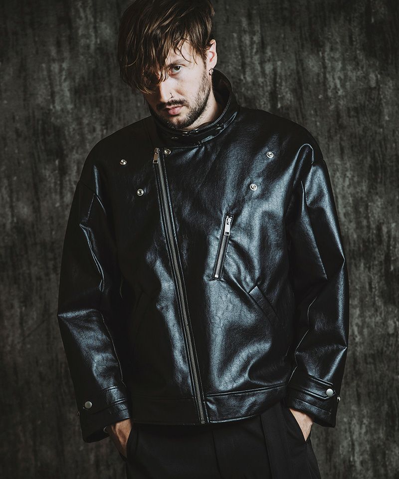 30%OFF【NO ID.(ノーアイディー)】 ｼﾝｾﾃｨｯｸﾚｻﾞｰBIGﾗｲﾀﾞｰｽJKT