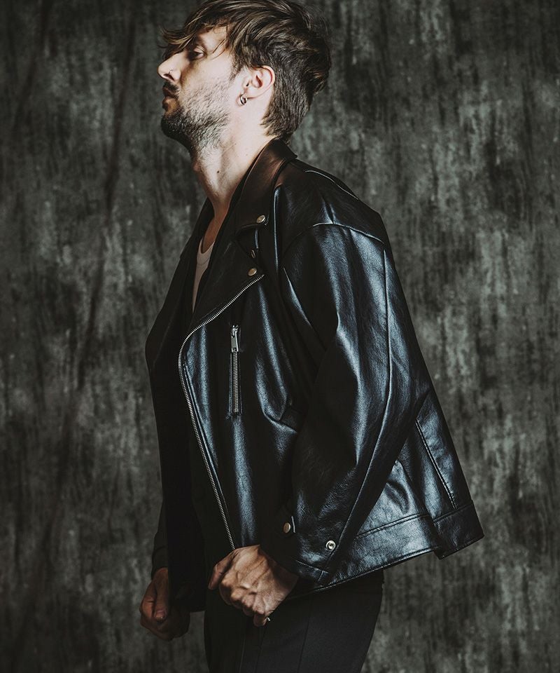 30%OFF【NO ID.(ノーアイディー)】 ｼﾝｾﾃｨｯｸﾚｻﾞｰBIGﾗｲﾀﾞｰｽJKT