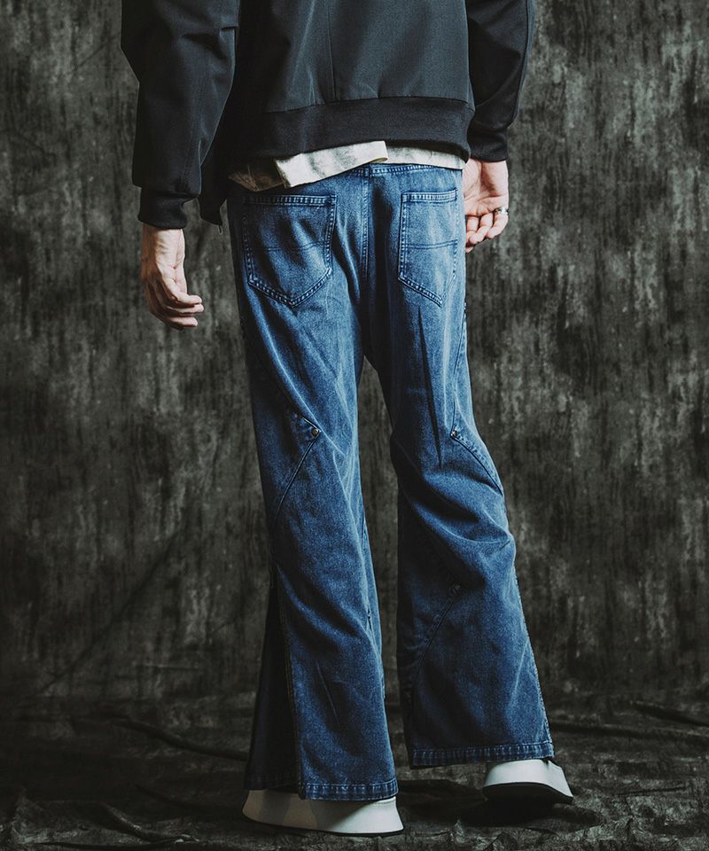 50%OFF【NO ID.(ノーアイディー)】 ｻｲﾄﾞﾊﾟｯﾁZIPﾜｲﾄﾞﾌﾚｱPT パンツ