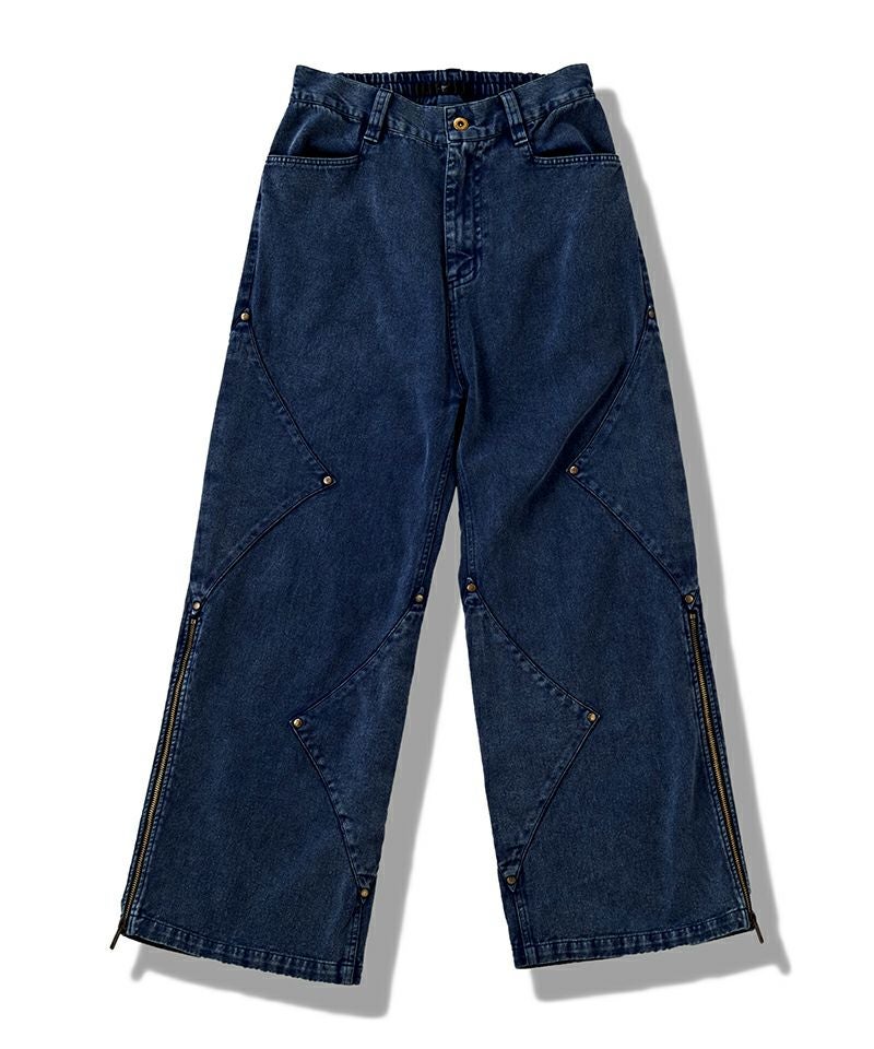 50%OFF【NO ID.(ノーアイディー)】 ｻｲﾄﾞﾊﾟｯﾁZIPﾜｲﾄﾞﾌﾚｱPT パンツ