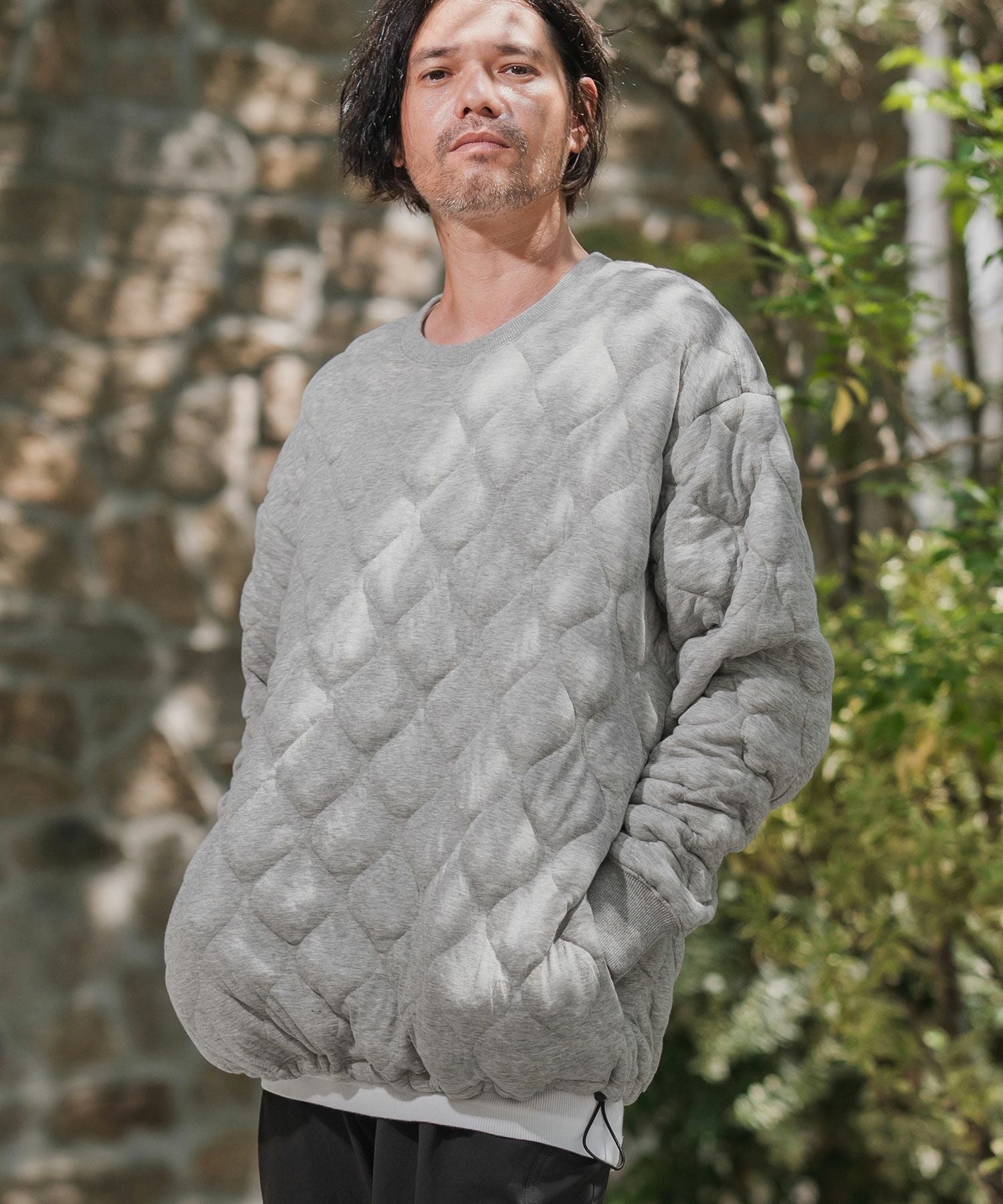 CAMBIO(カンビオ)】Wave Quilting Bonding Crew Neck Pullover