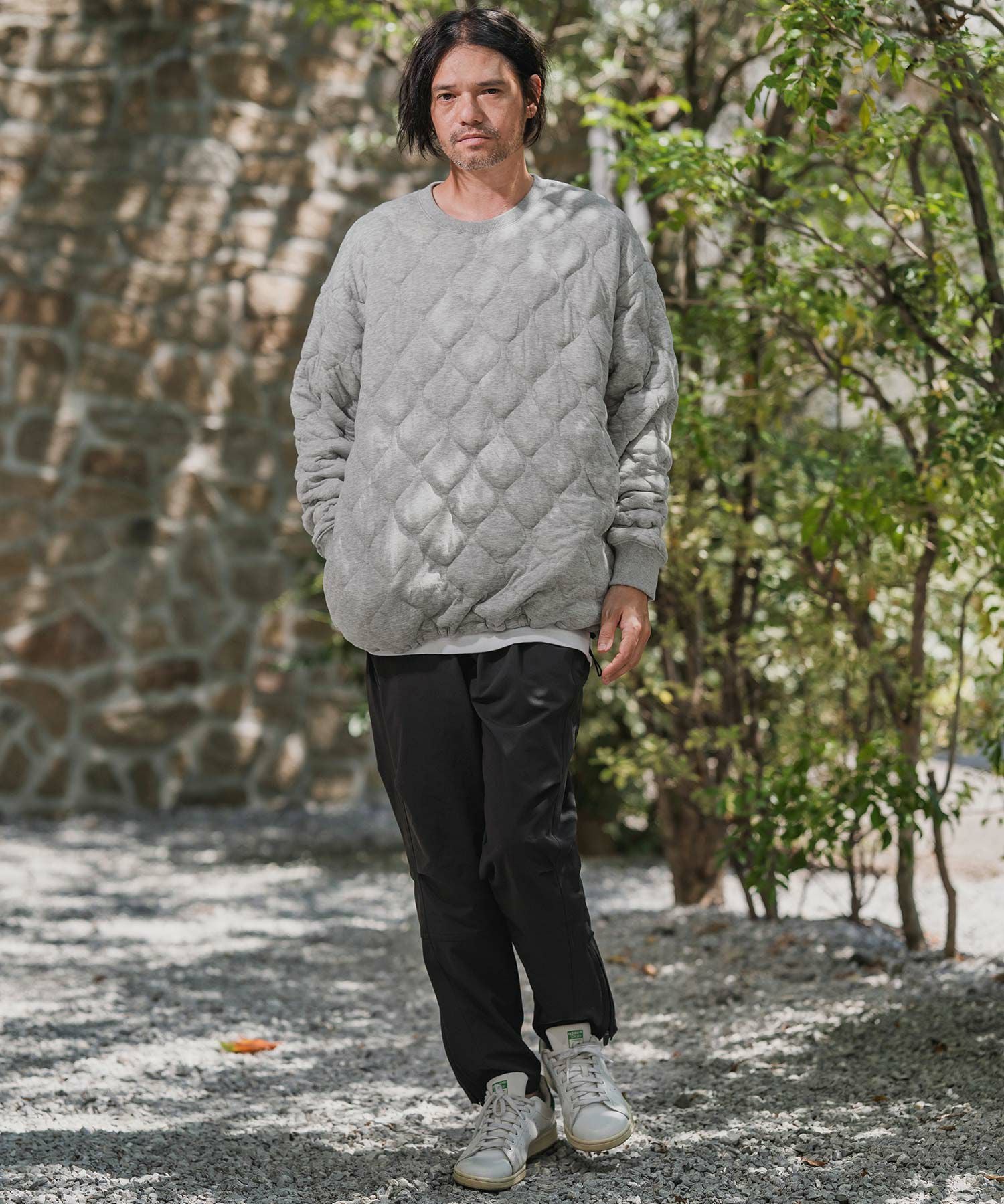 CAMBIO(カンビオ)】Wave Quilting Bonding Crew Neck Pullover