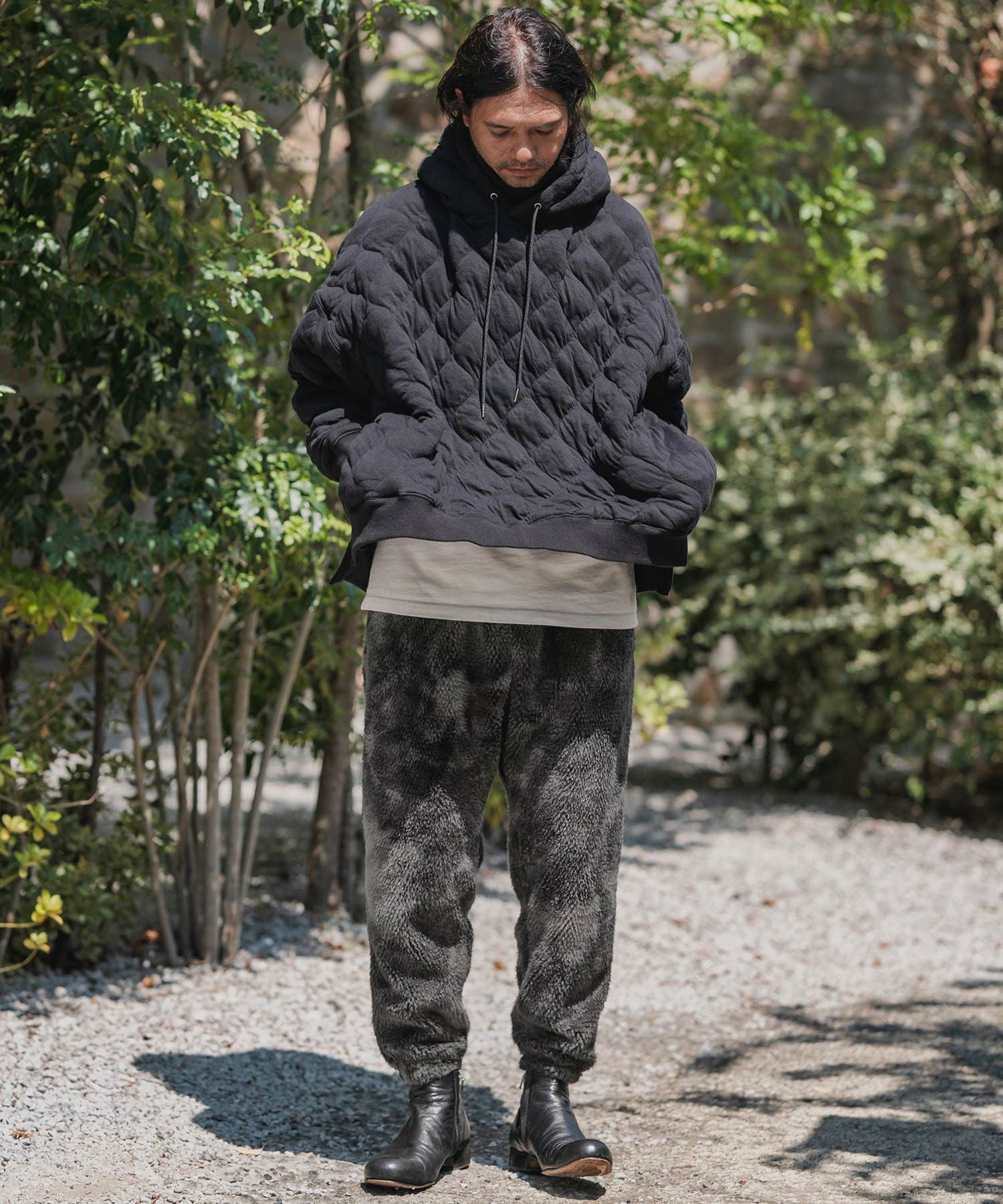 CAMBIO(カンビオ)】Monotone Marble Fake Fur Balloon Pants フェイク