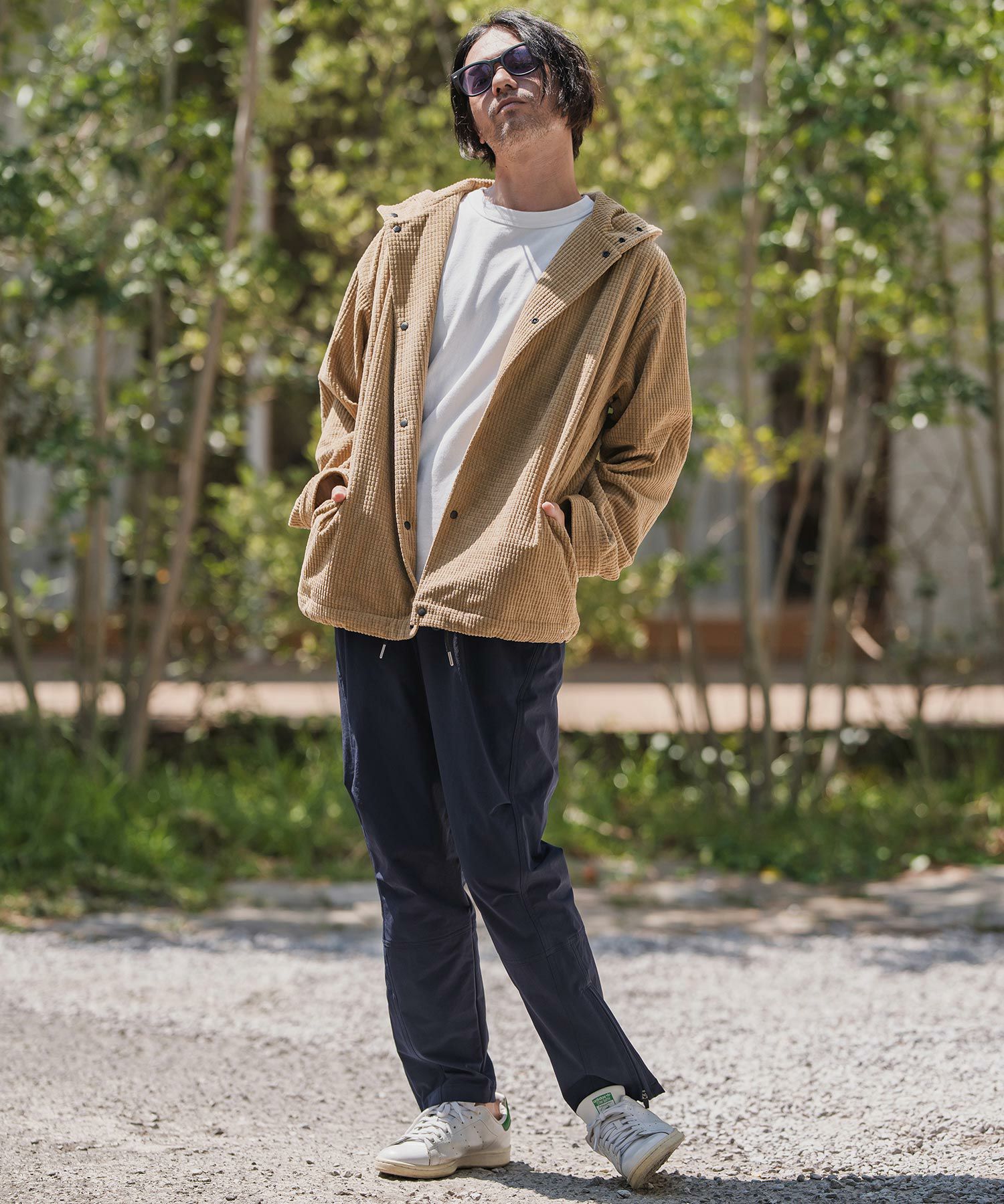 CAMBIO(カンビオ)】Waffle Corduroy Hoode Shirts フーディーシャツ