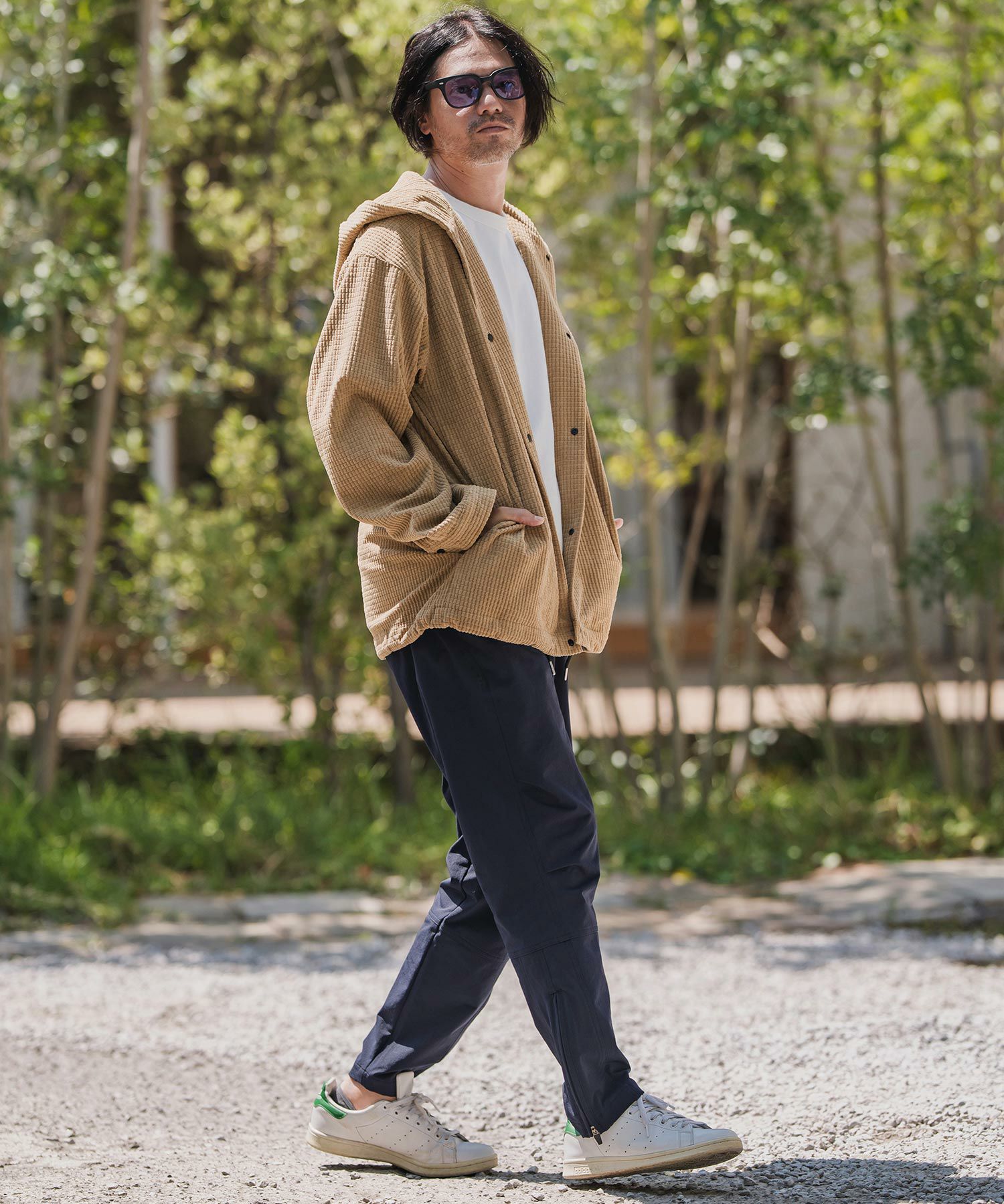 CAMBIO(カンビオ)】Waffle Corduroy Hoode Shirts フーディーシャツ