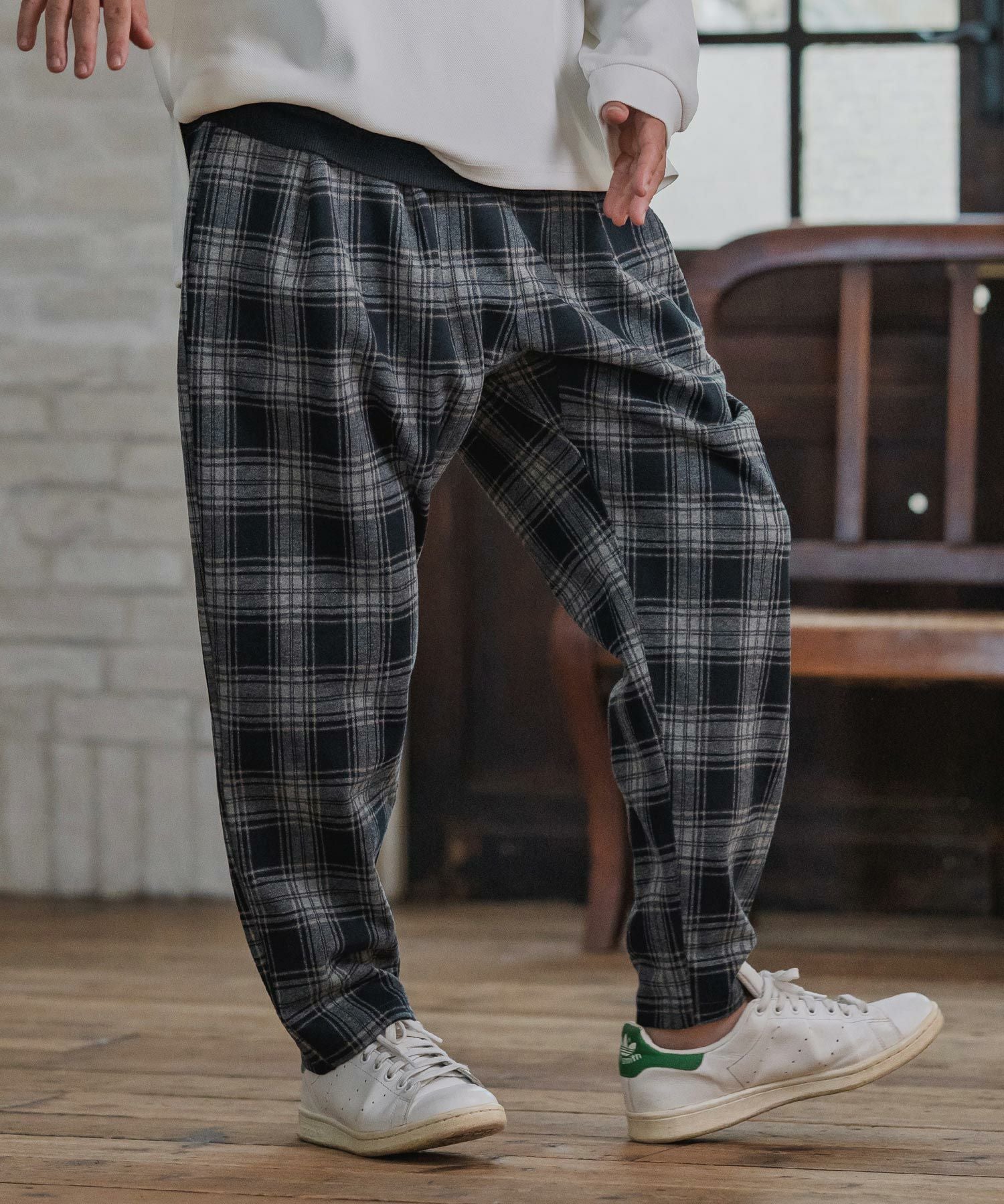 CAMBIO(カンビオ)】Check Ponti Tapered Pants テーパードパンツ