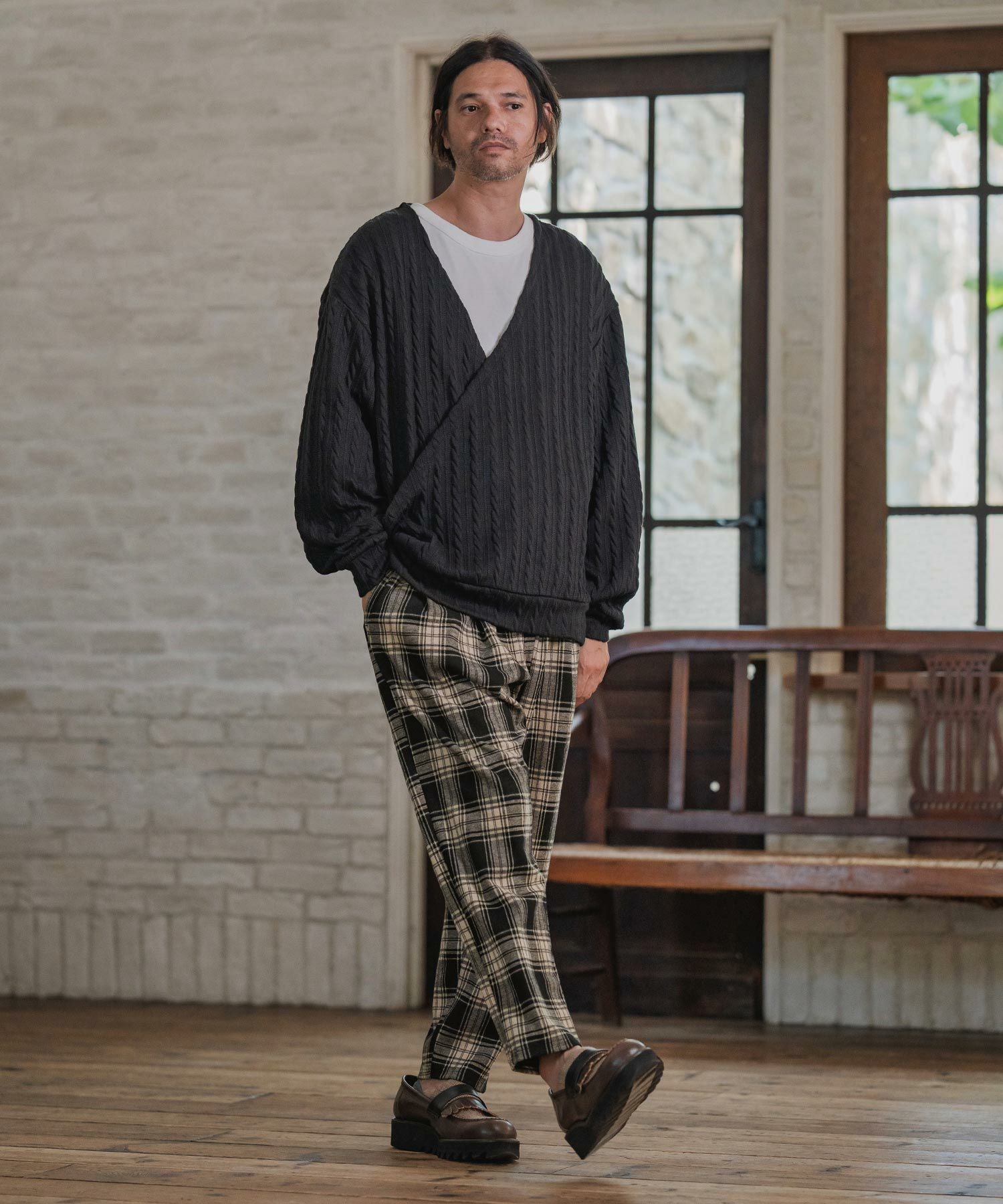 CAMBIO(カンビオ)】Check Ponti Tapered Pants テーパードパンツ