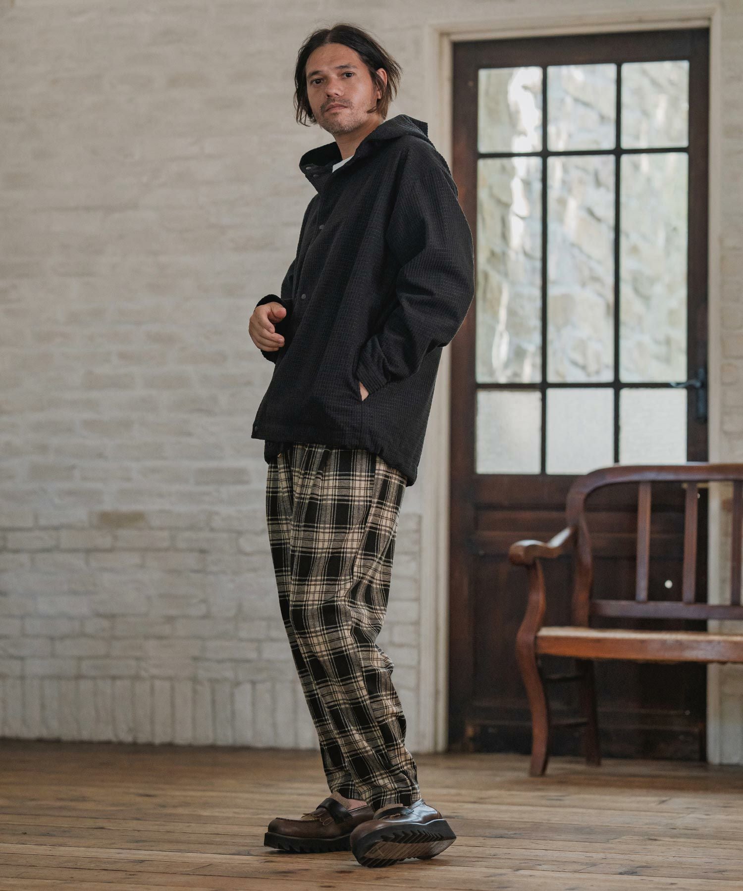 CAMBIO(カンビオ)】Check Ponti Tapered Pants テーパードパンツ