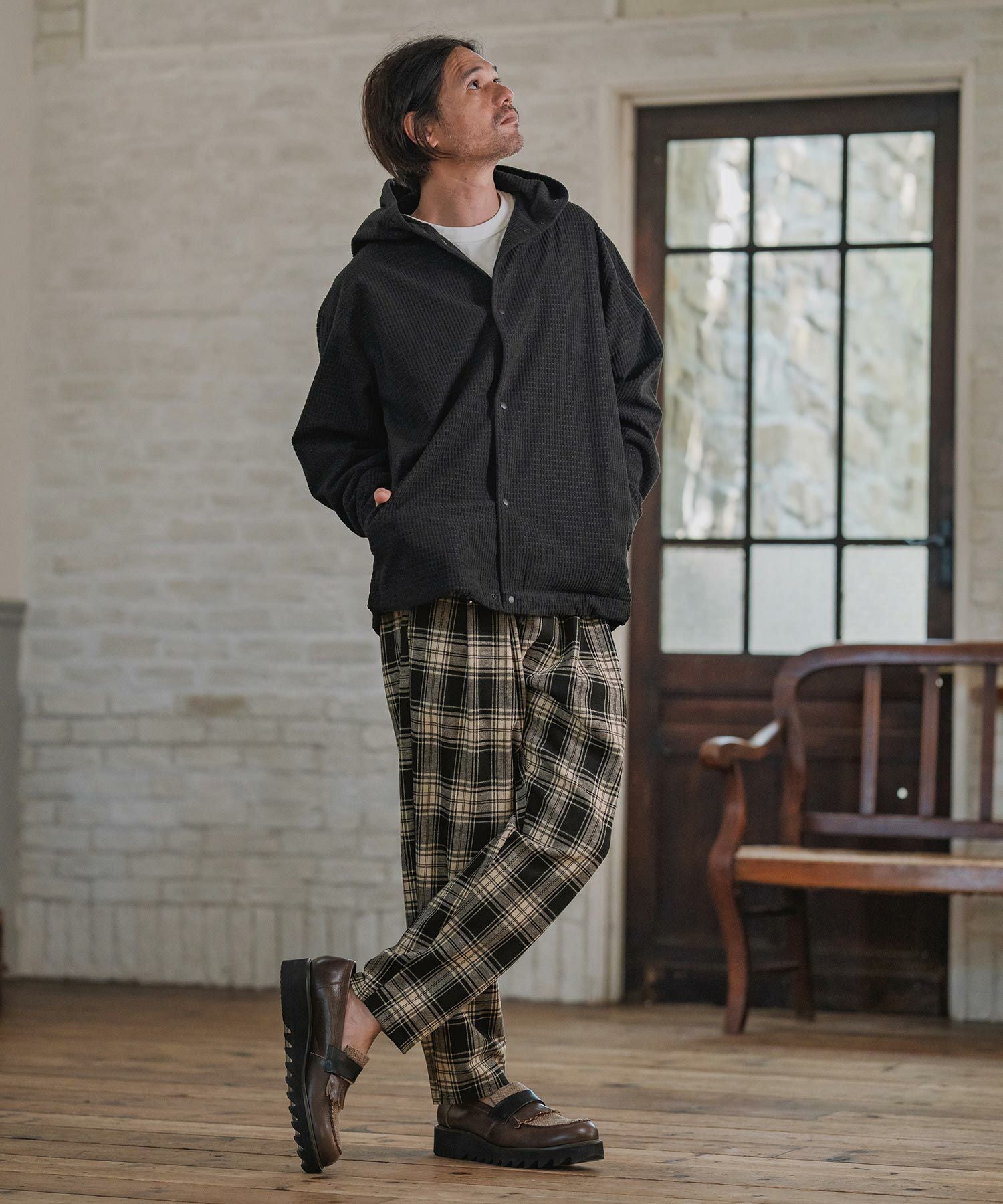 CAMBIO(カンビオ)】Check Ponti Tapered Pants テーパードパンツ