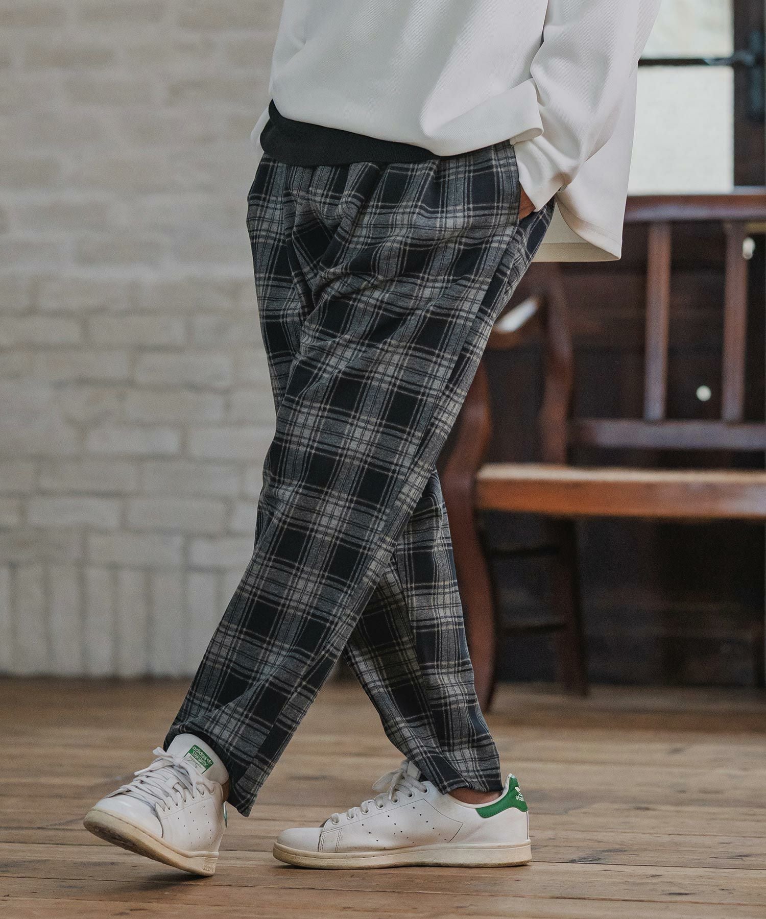 CAMBIO(カンビオ)】Check Ponti Tapered Pants テーパードパンツ