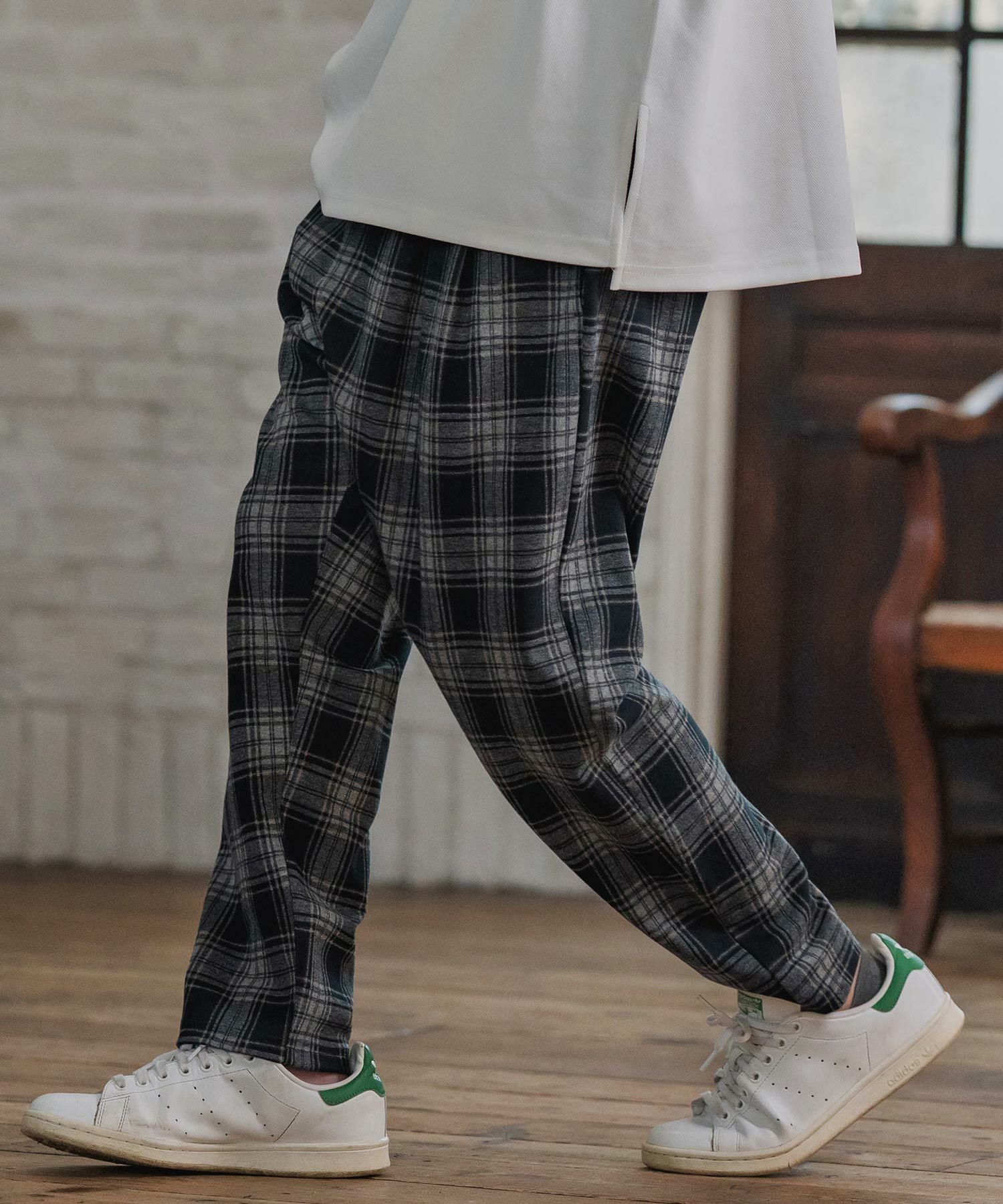 CAMBIO(カンビオ)】Check Ponti Tapered Pants テーパードパンツ