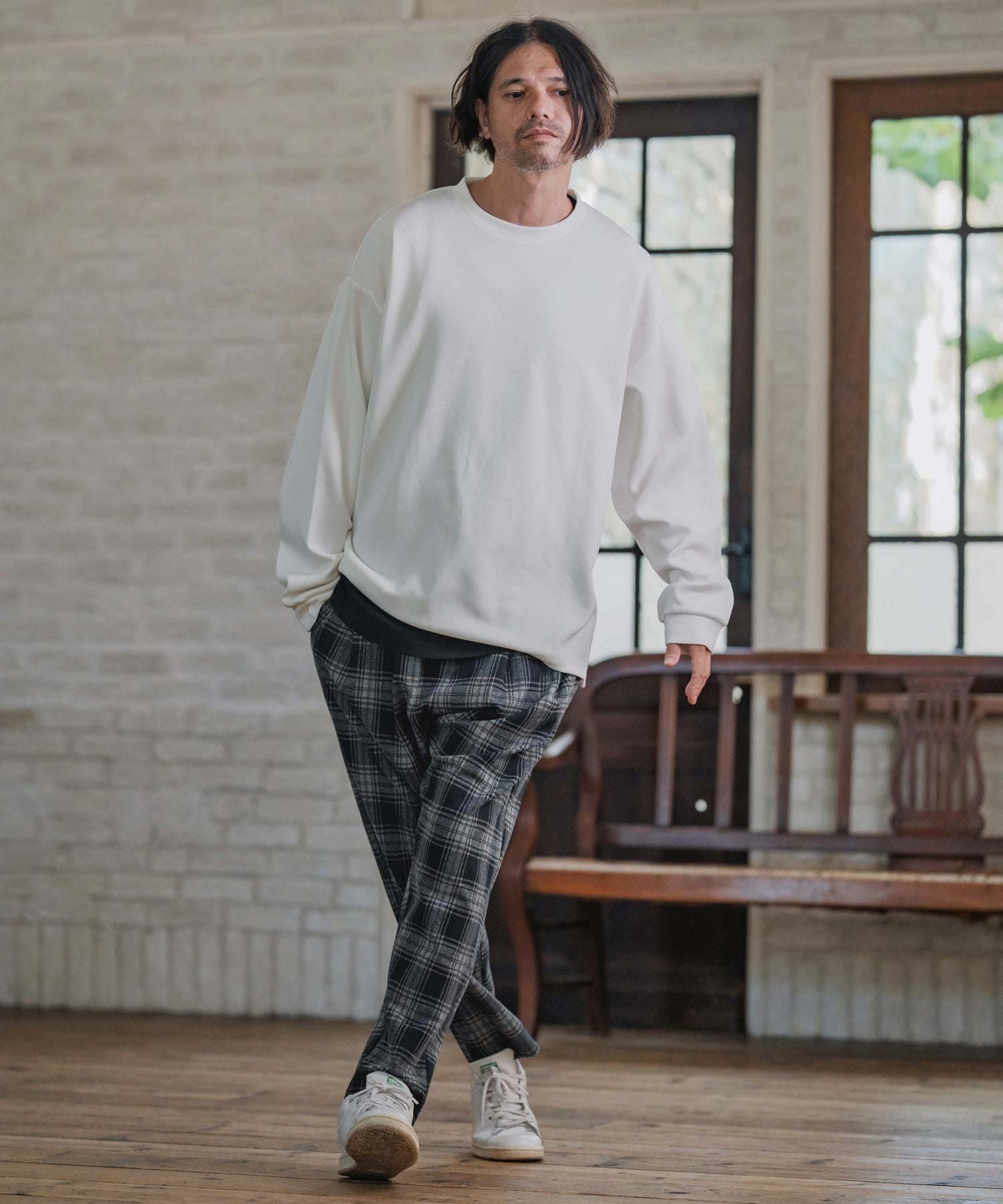 CAMBIO(カンビオ)】Check Ponti Tapered Pants テーパードパンツ