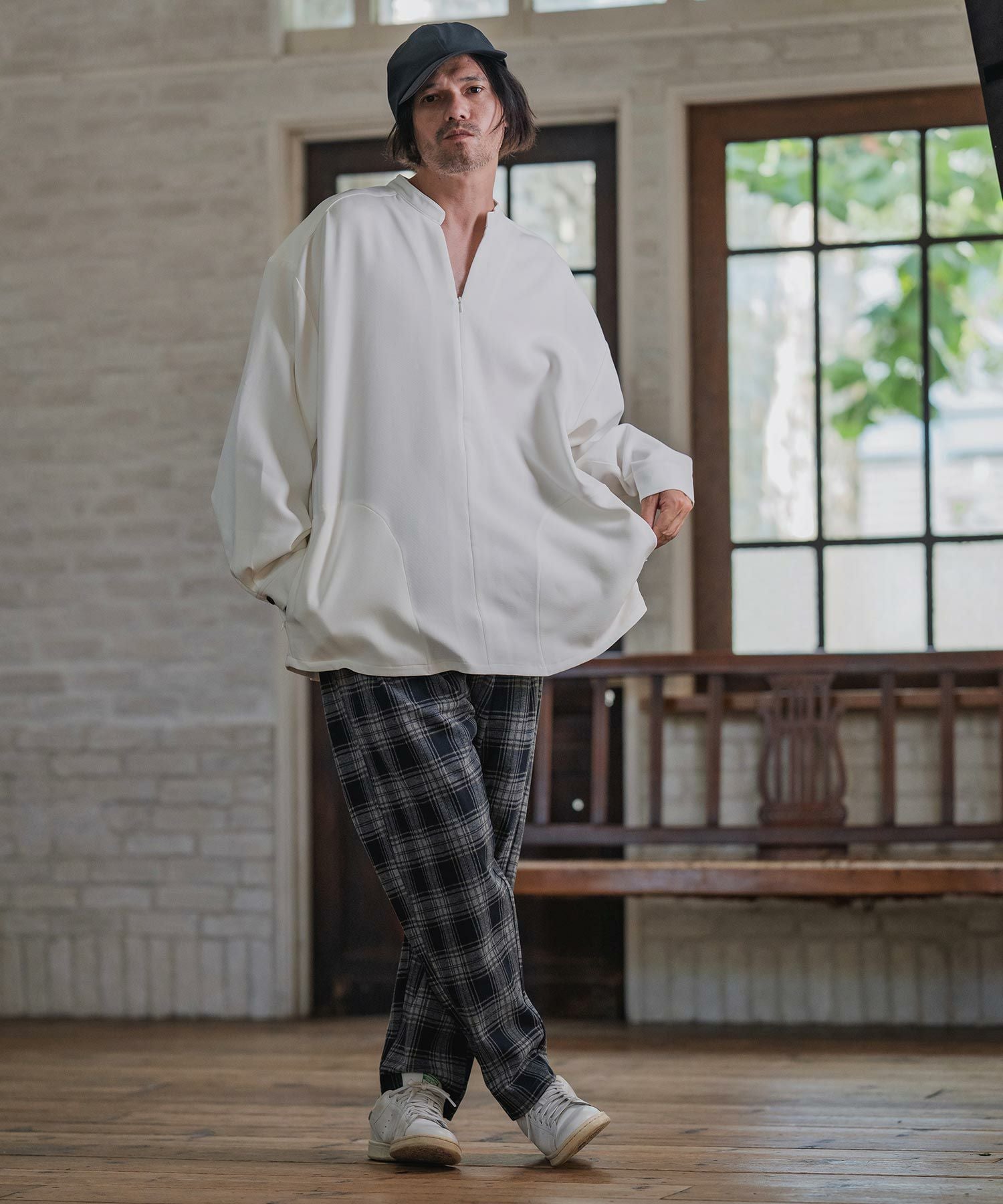 CAMBIO(カンビオ)】Check Ponti Tapered Pants テーパードパンツ