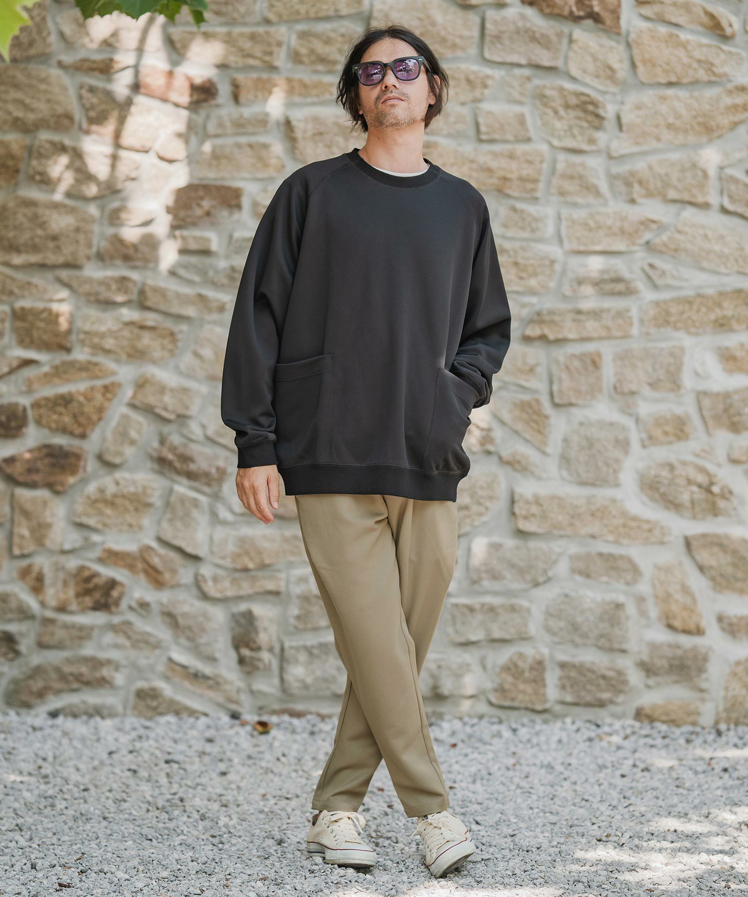 CAMBIO【L】スーパーストレッチサルエルパンツ　テーパード　ブラック　メンズ 予約販売サイズ・カラーにより納期異なる】【CAMBIO(カンビオ
