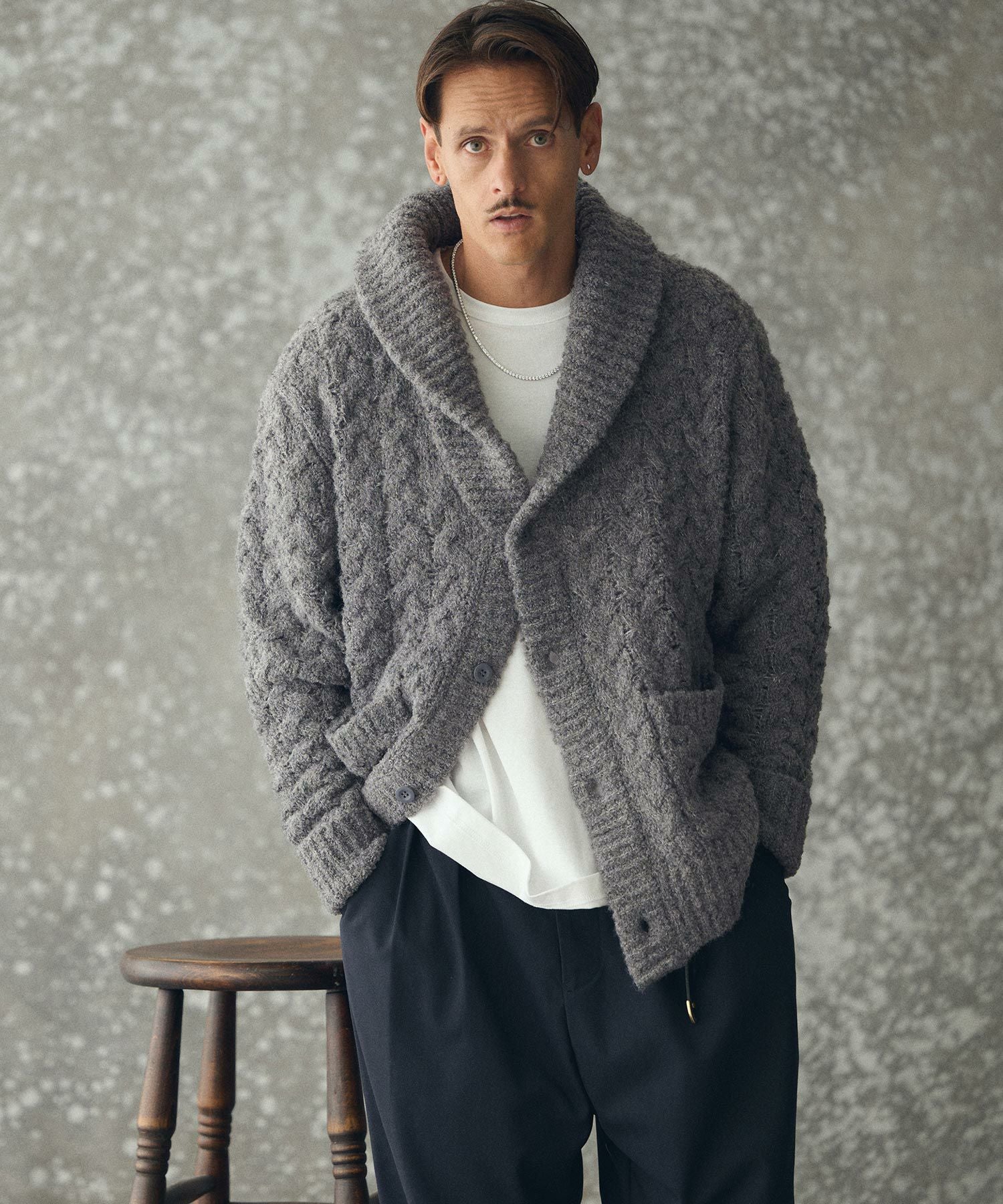 カーディガン AMERI 2WAY DISTORTION CABLE CARDIGAN Ameri（アメリ）の「2WAY DISTORTION CABLE CARDIGAN（カーディガン