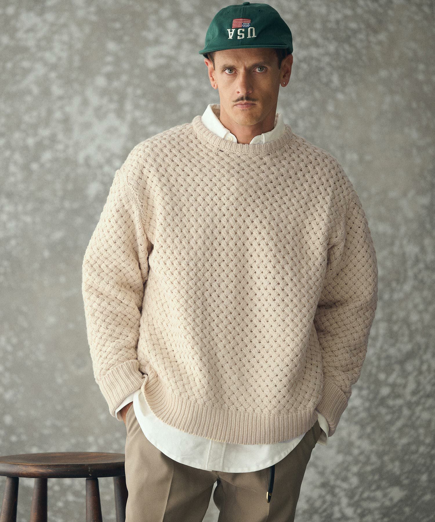 THEOREM(セオレム)】 Basket-weave CN Sweater バスケットセーター