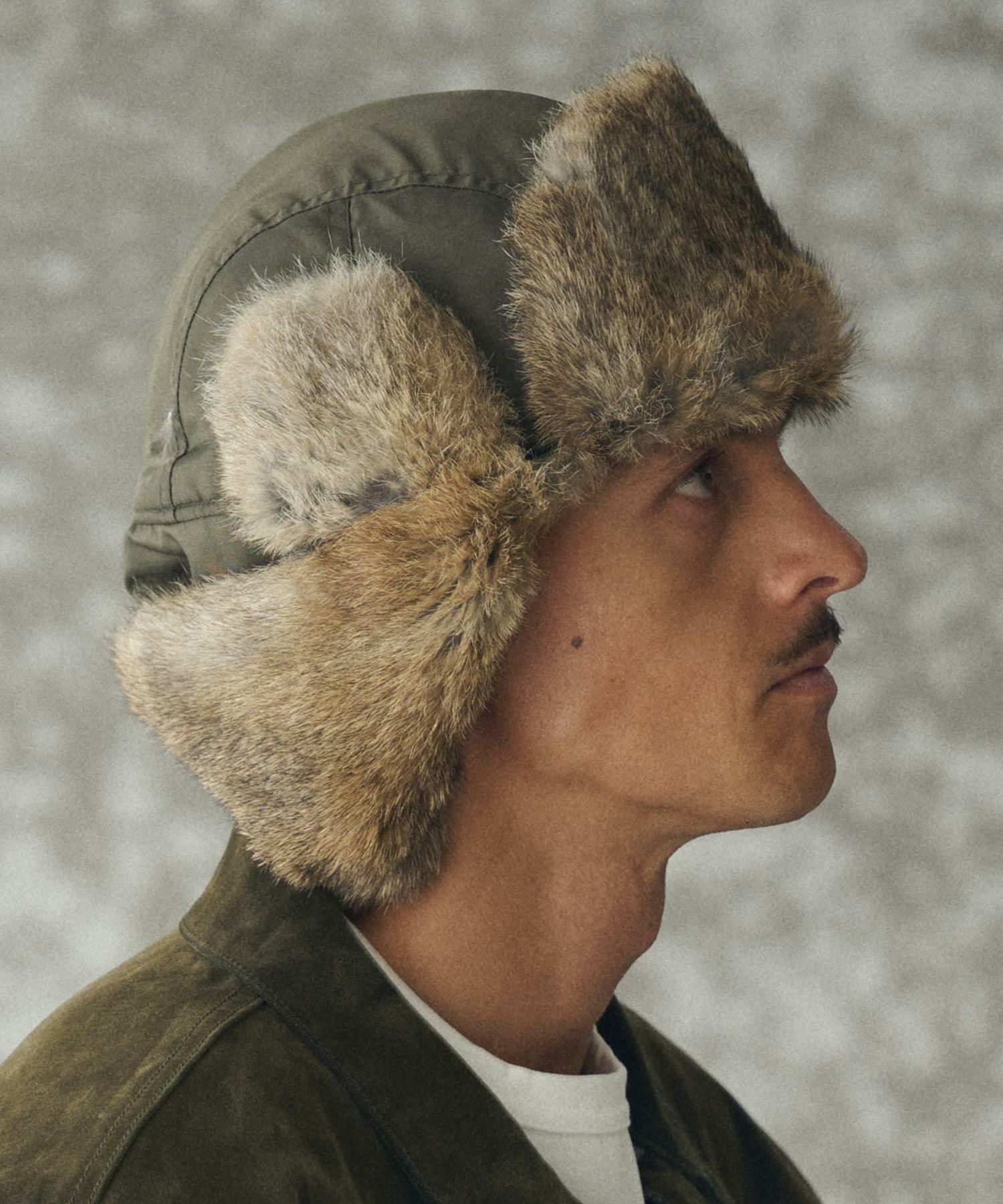 本物 ラビットファー フライトキャップ ビンテージ カーキ COMHATS 米軍 THEOREM(セオレム)】Rabbit Fur Flight Cap フライトキャップ(TRM25