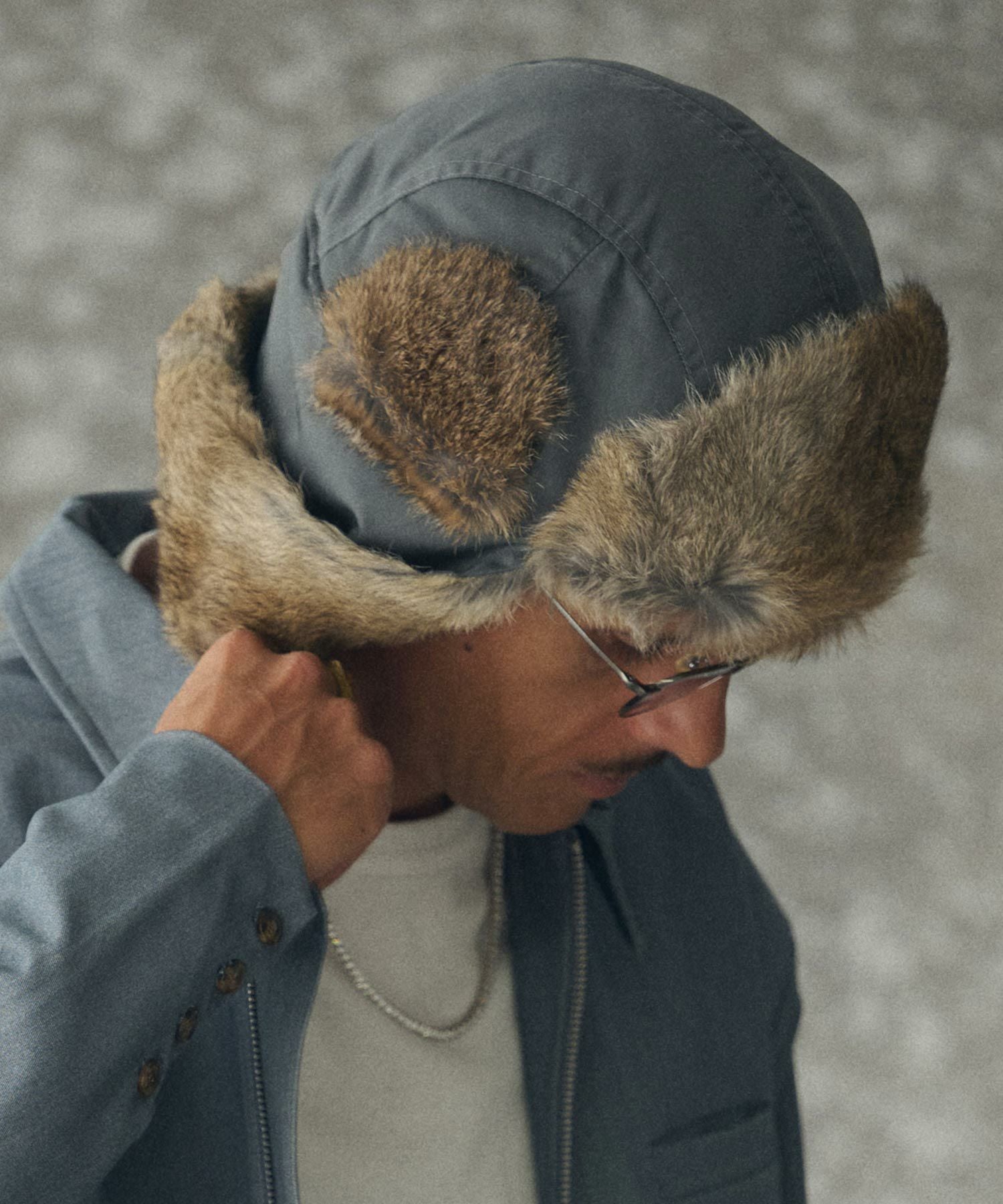 本物 ラビットファー フライトキャップ ビンテージ カーキ COMHATS 米軍 THEOREM(セオレム)】Rabbit Fur Flight Cap フライトキャップ(TRM25