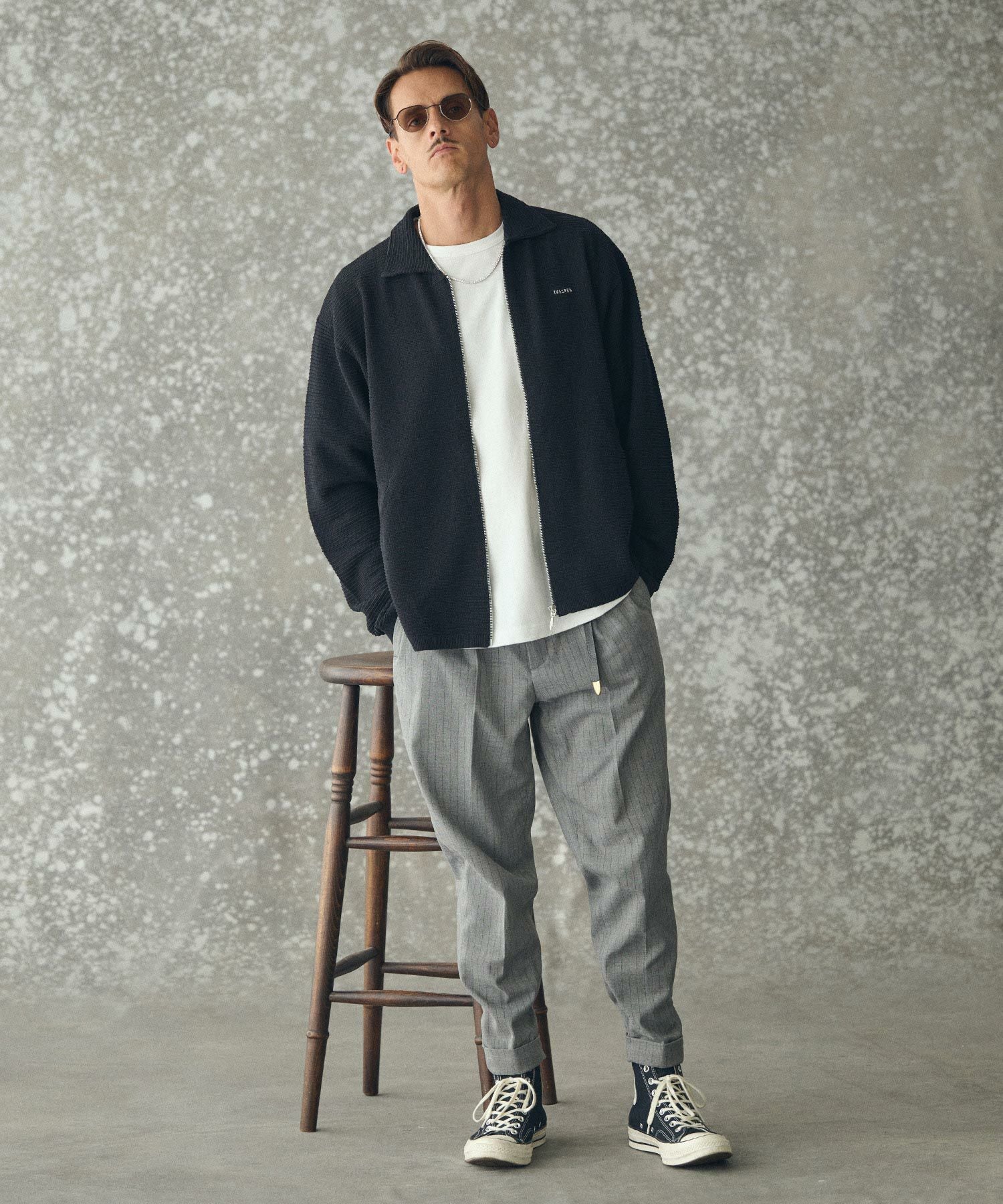 THEOREM(セオレム)】 Turn up TR Stripe Tapered Pants ピンストライプ