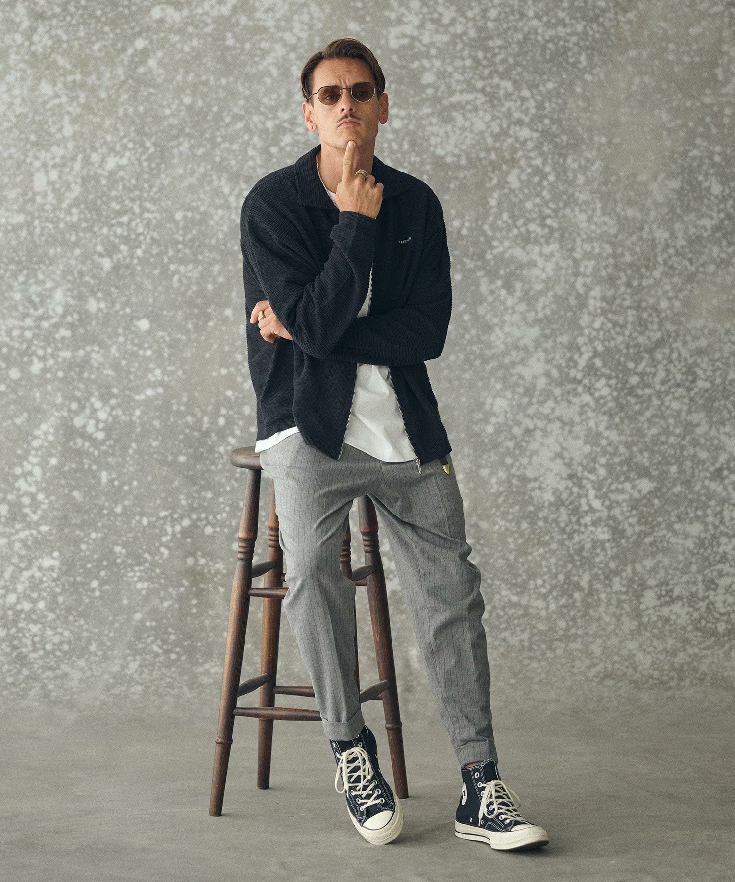 THEOREM(セオレム)】 Turn up TR Stripe Tapered Pants ピンストライプ