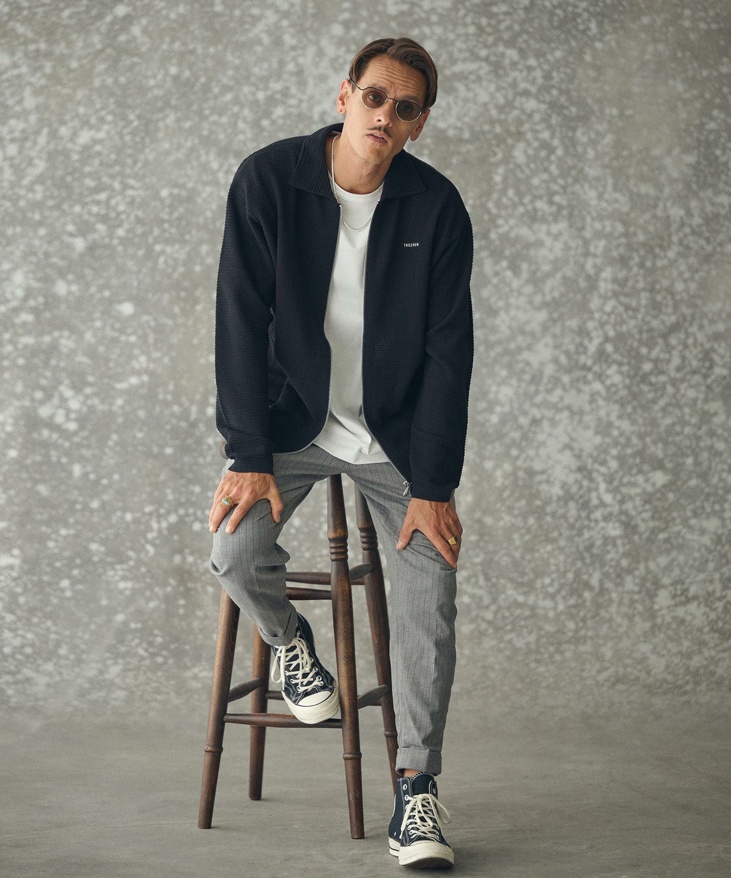 THEOREM(セオレム)】 Turn up TR Stripe Tapered Pants ピンストライプ