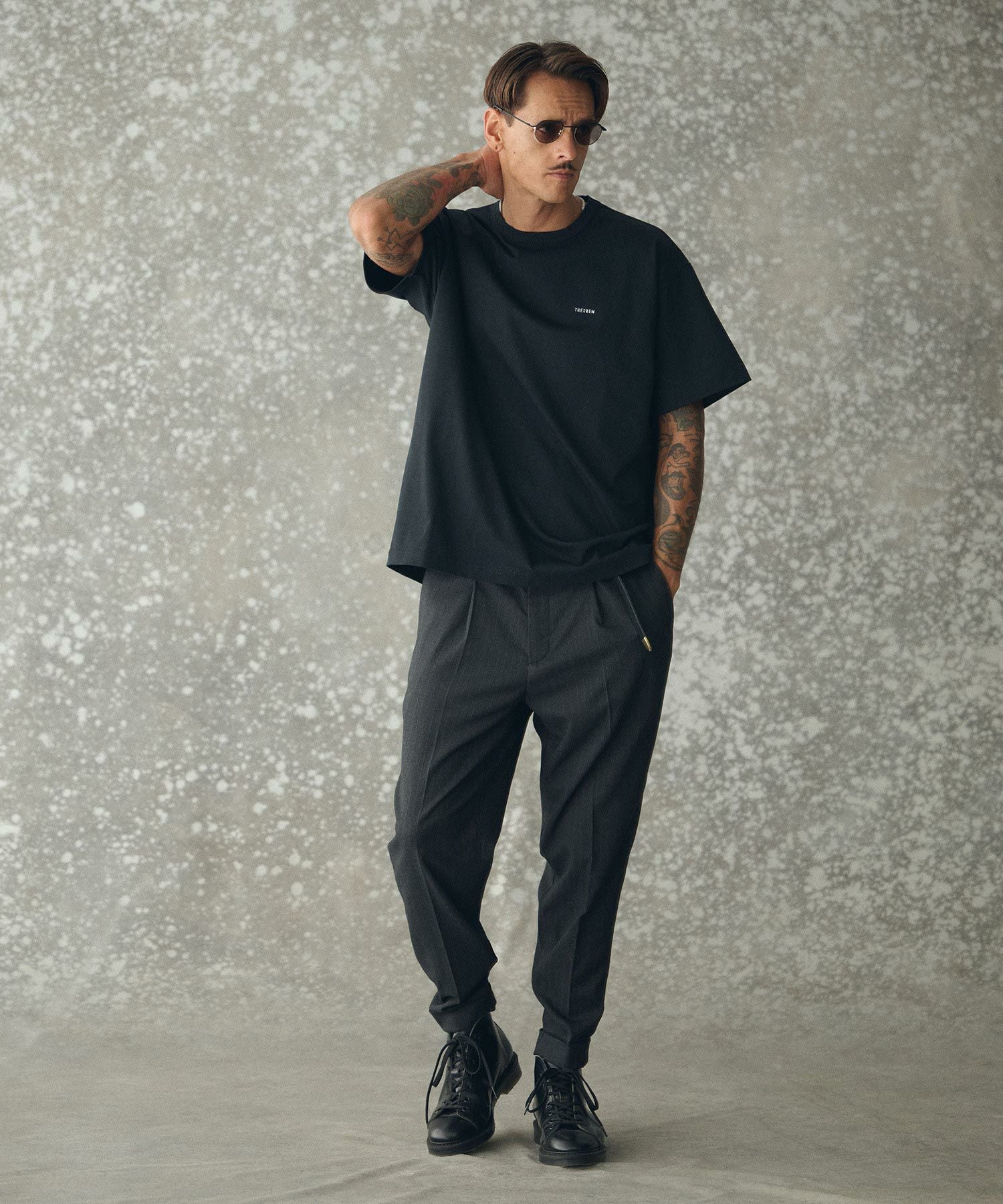 THEOREM(セオレム)】 Turn up TR Stripe Tapered Pants ピンストライプ