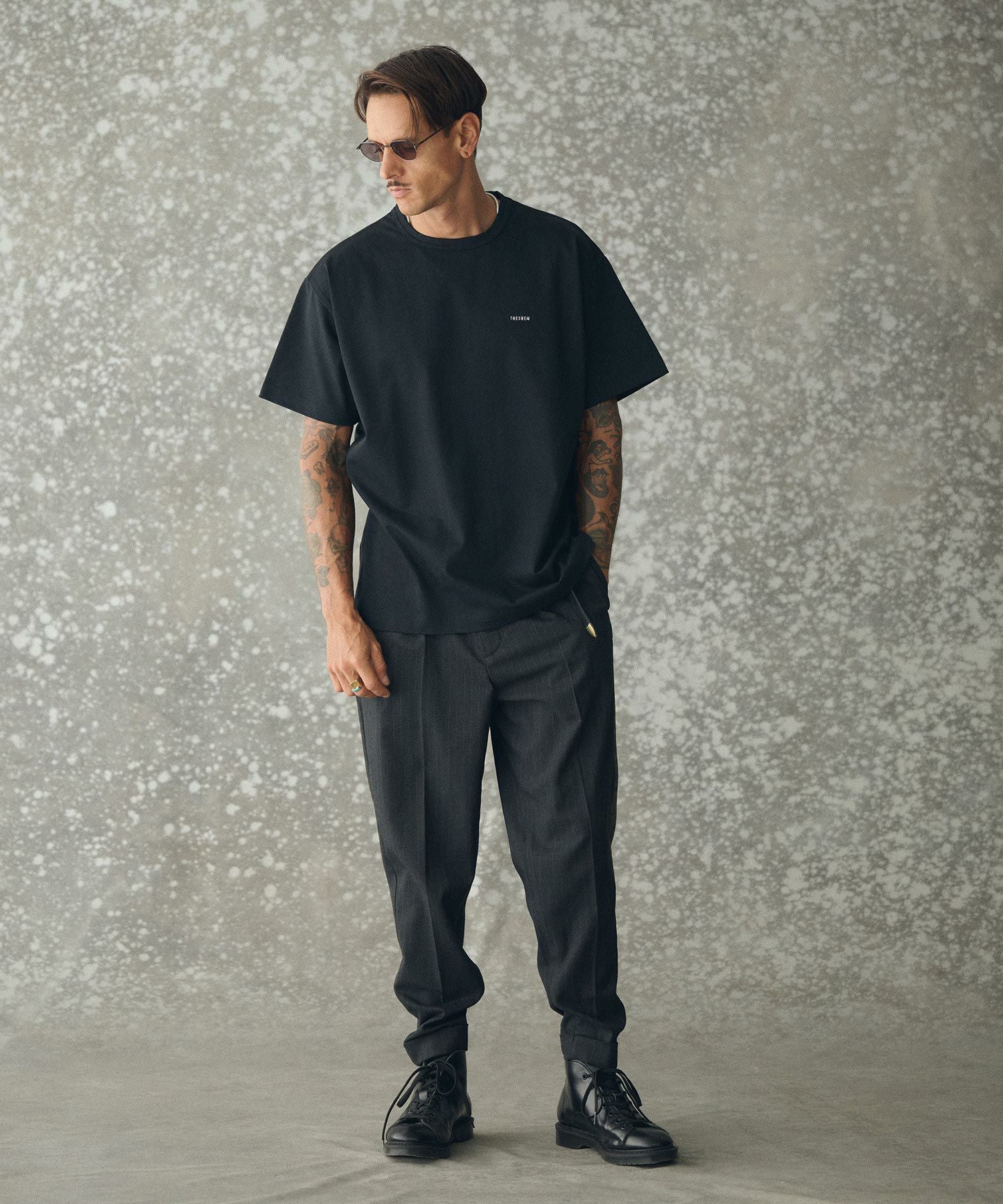 THEOREM(セオレム)】 Turn up TR Stripe Tapered Pants ピンストライプ