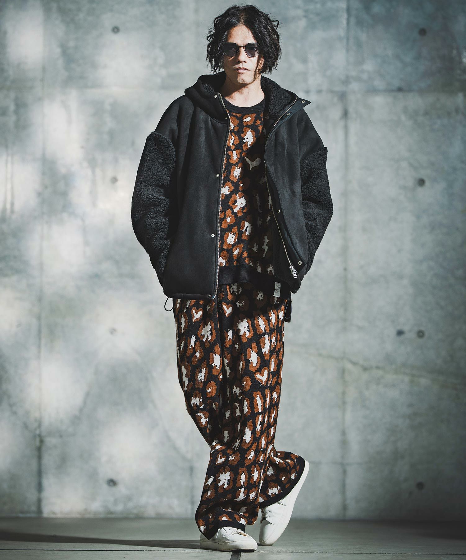 GLIMCLAP(グリムクラップ)】Illusionism Leopard Pattern Knitpants