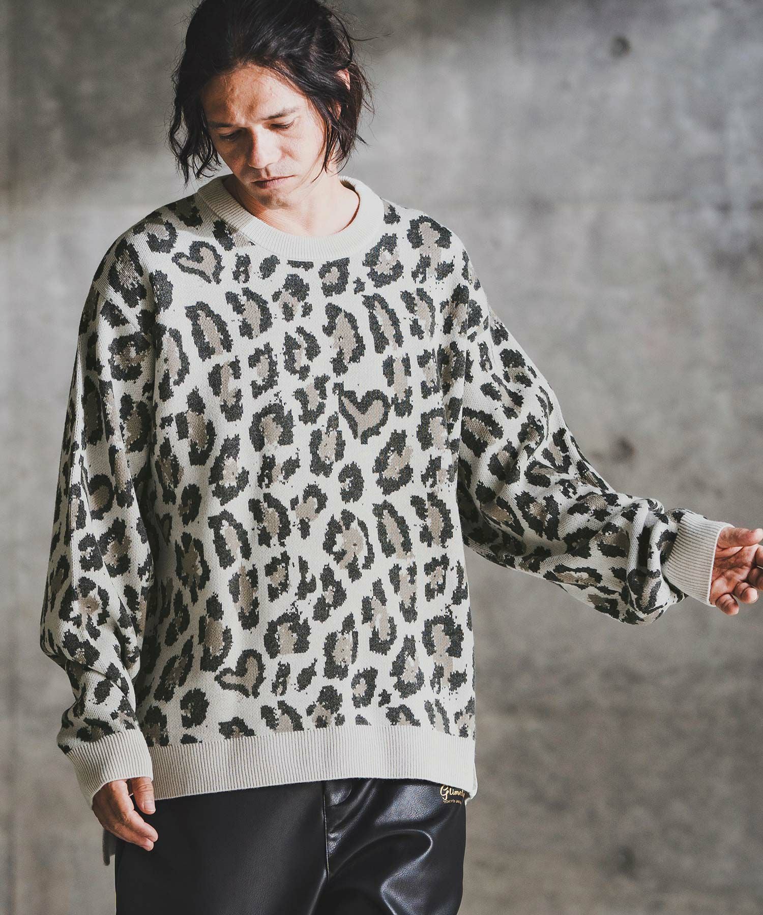 GLIMCLAP(グリムクラップ)】Illusionism Leopard Pattern Knit ニット