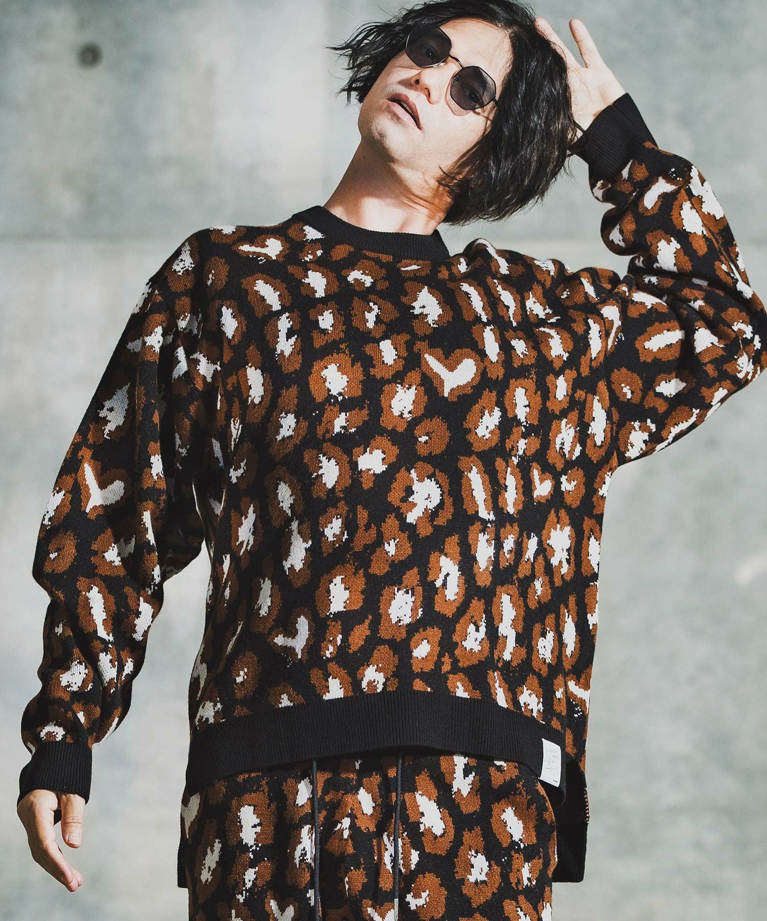 GLIMCLAP(グリムクラップ)】Illusionism Leopard Pattern Knit ニット