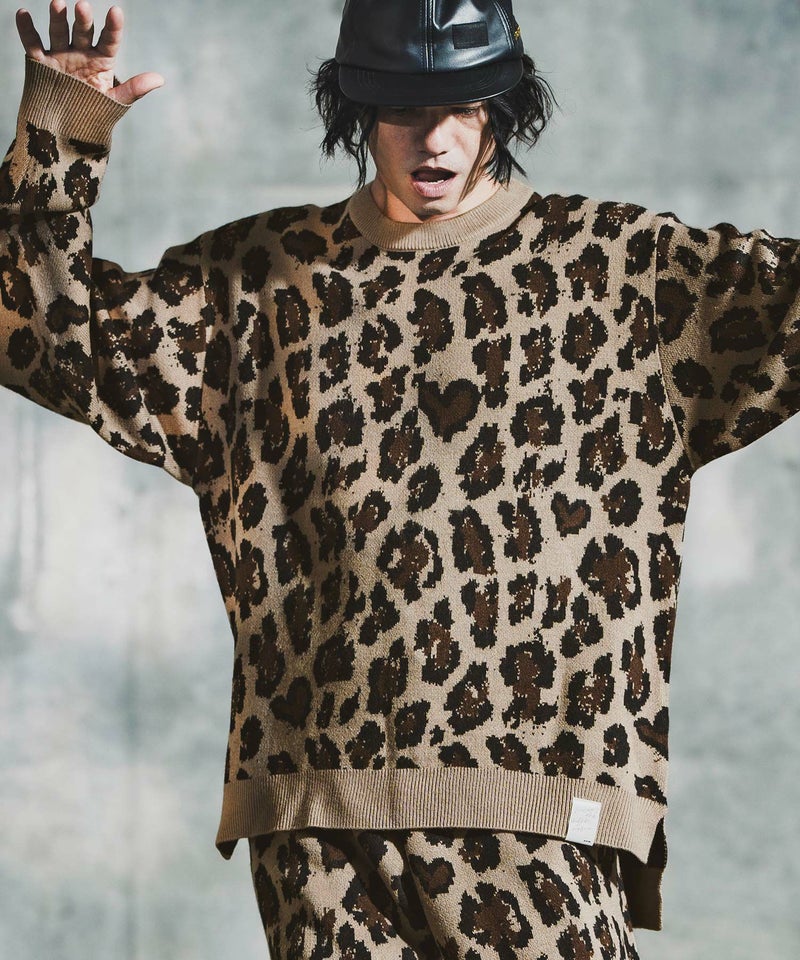 GLIMCLAP(グリムクラップ)】Illusionism Leopard Pattern Knit ニット 