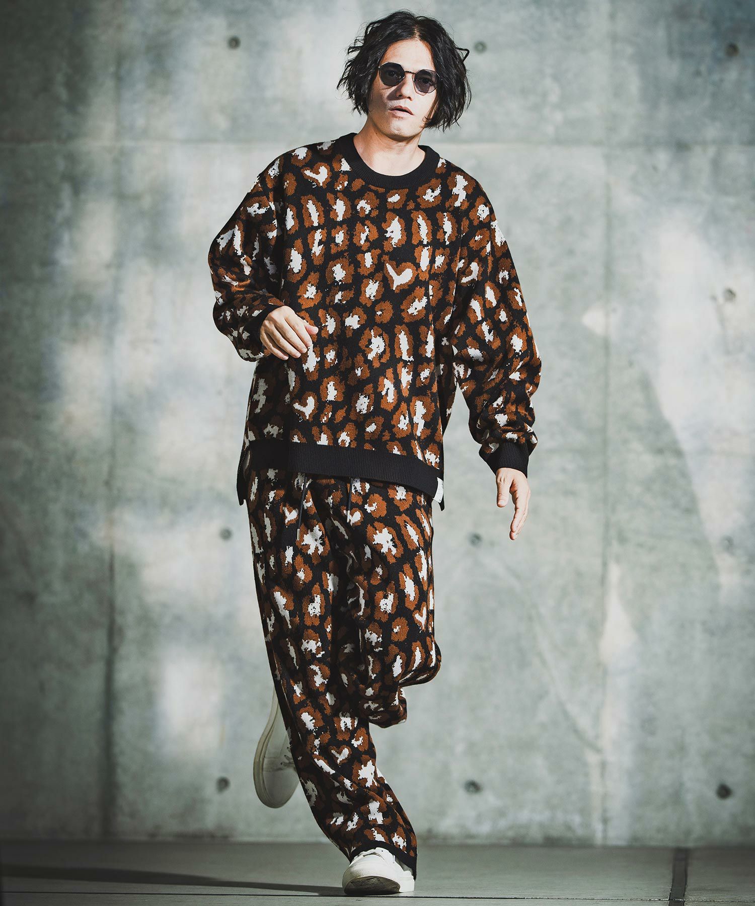 新品　GLIMCLAP　グリムクラップ レオパード柄　ヒョウ柄 ジャケット　L GLIMCLAP(グリムクラップ)】Illusionism Leopard Pattern Knit ニット