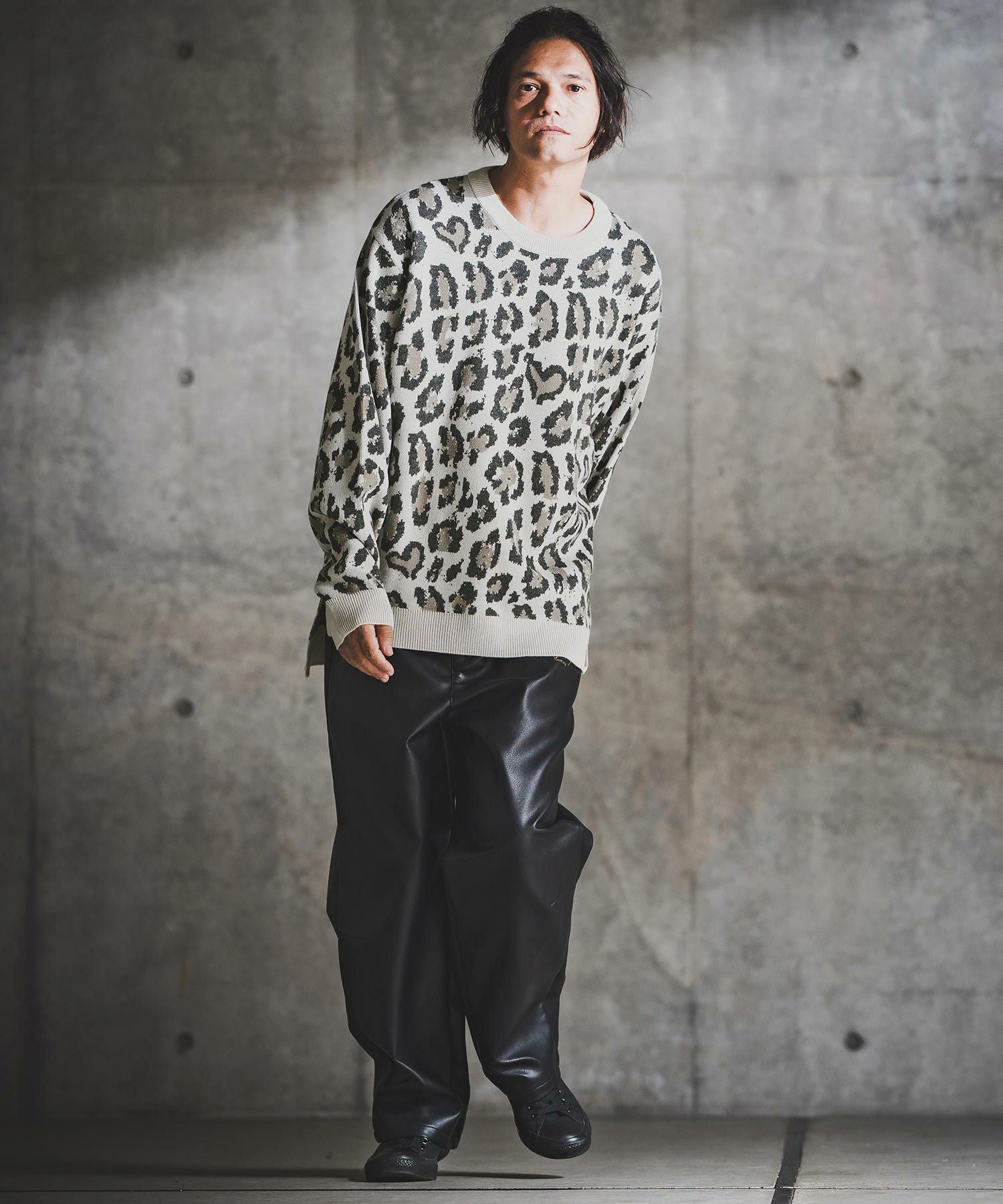GLIMCLAP(グリムクラップ)】Illusionism Leopard Pattern Knit ニット