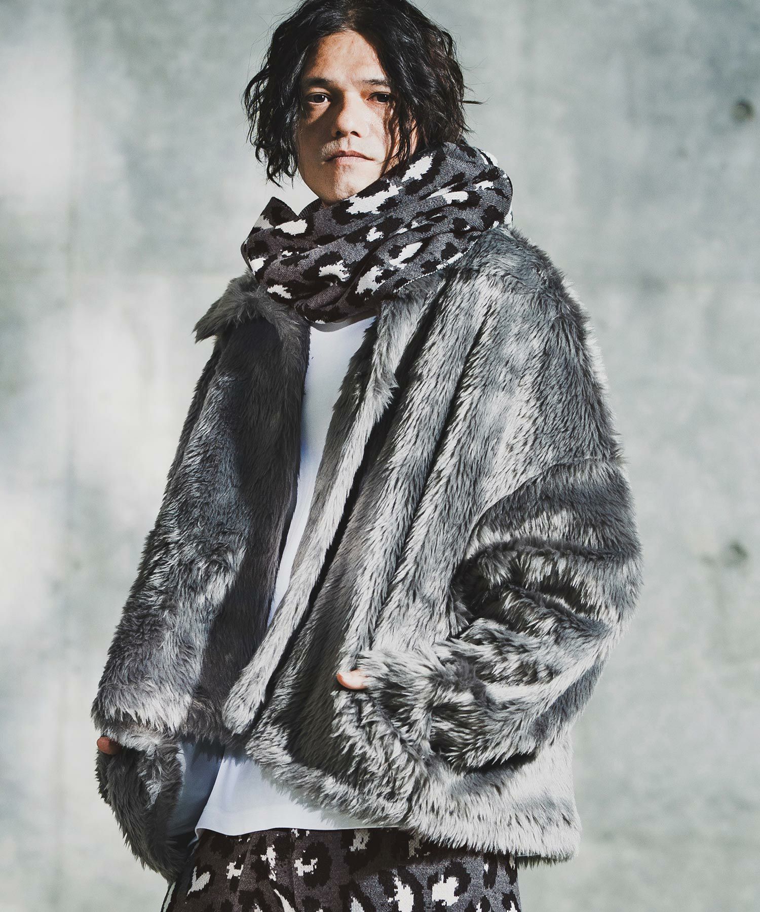 GLIMCLAP(グリムクラップ)】Illusionism Leopard Pattern Knit snood