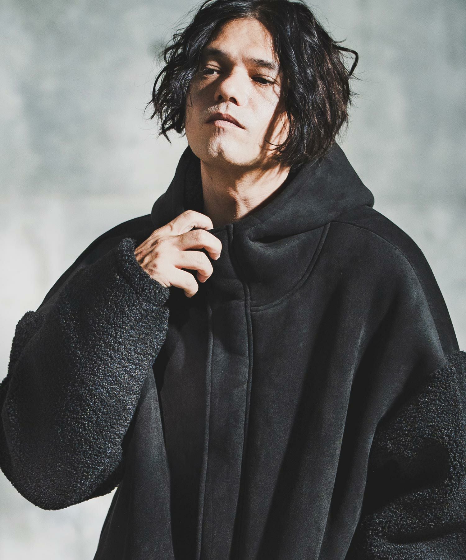 GLIMCLAP(グリムクラップ)】Boa & Mouton Panel Hoodie Jacket ボア