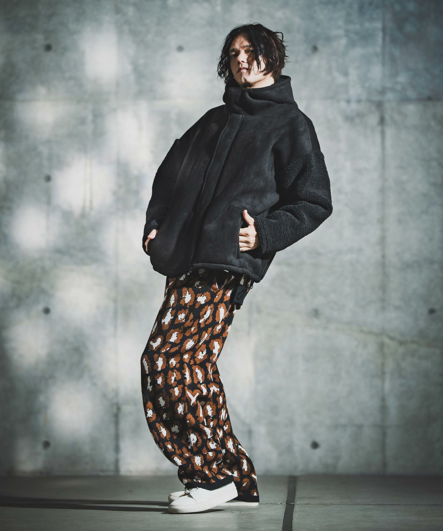 GLIMCLAP(グリムクラップ)】Boa & Mouton Panel Hoodie Jacket ボア