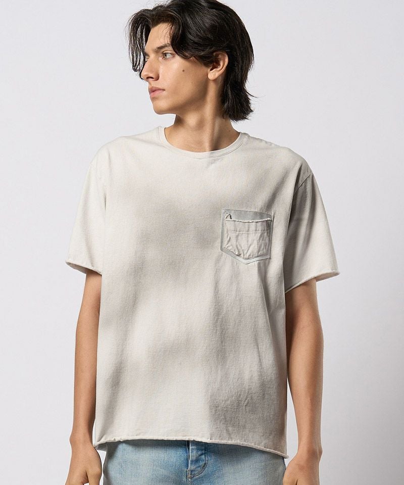 wjk】spray dye leather pocket-T レザーポケットTシャツ(7126 lj93h