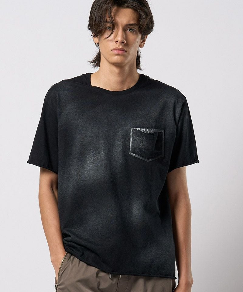 wjk】spray dye leather pocket-T レザーポケットTシャツ(7126 lj93h