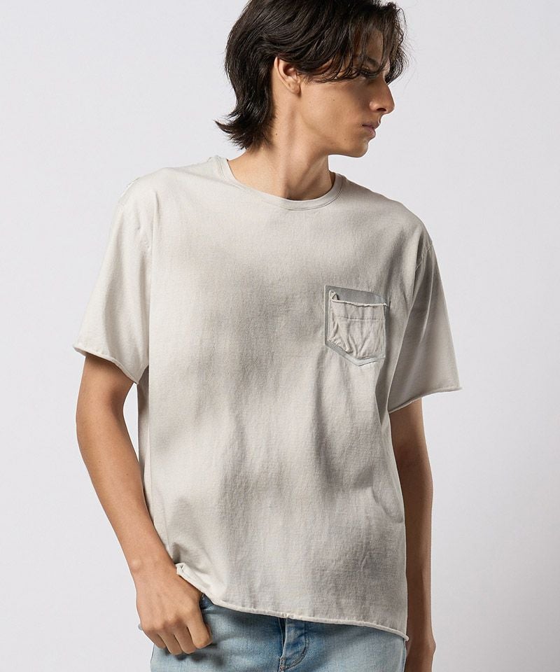 wjk】spray dye leather pocket-T レザーポケットTシャツ(7126 lj93h