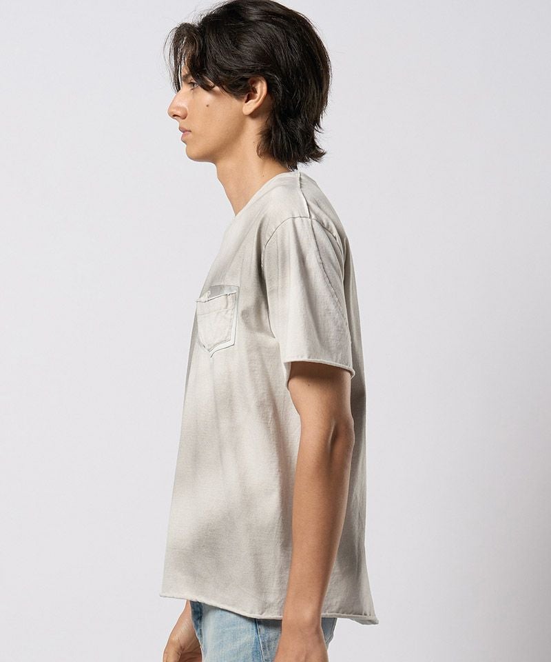 wjk】spray dye leather pocket-T レザーポケットTシャツ(7126 lj93h