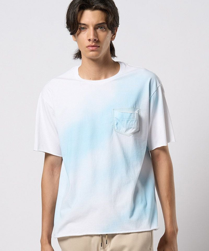 wjk】spray dye leather pocket-T レザーポケットTシャツ(7126 lj93h