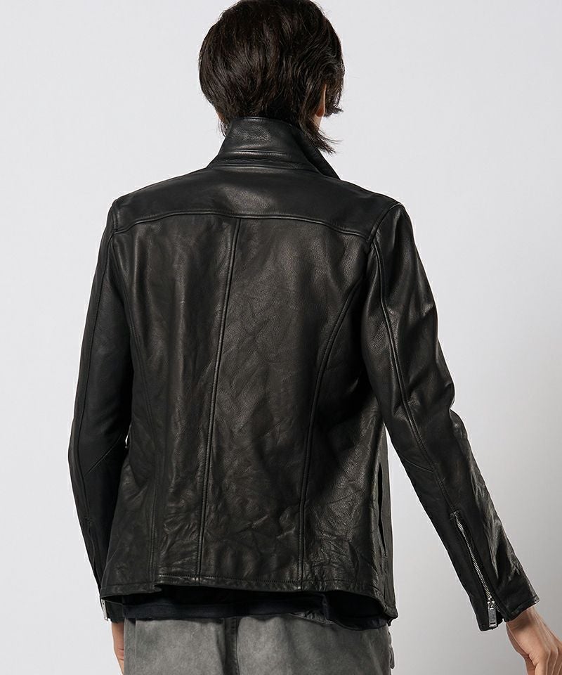 wjk カウレザー シングル ライダースジャケット ジャケット ブラック M wjk】stand riders(cow leather) スタンドライダースジャケット(2087