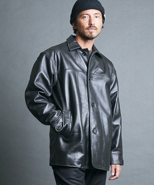 Magine(マージン)】LAMB LEATHER CAR COAT ラムレザーカーコート(2534 