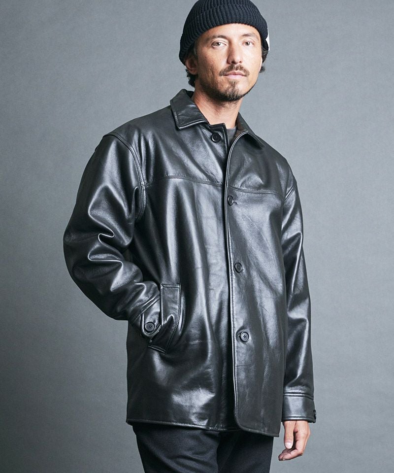 Magine(マージン)】LAMB LEATHER CAR COAT ラムレザーカーコート(2534 