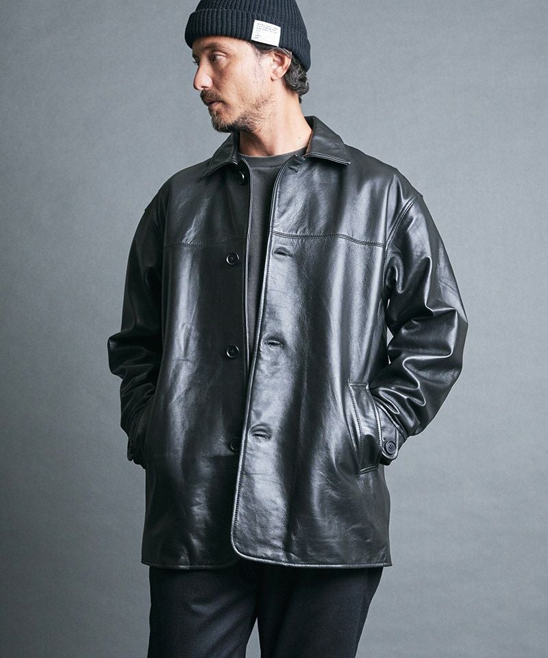 Magine(マージン)】LAMB LEATHER CAR COAT ラムレザーカーコート(2534
