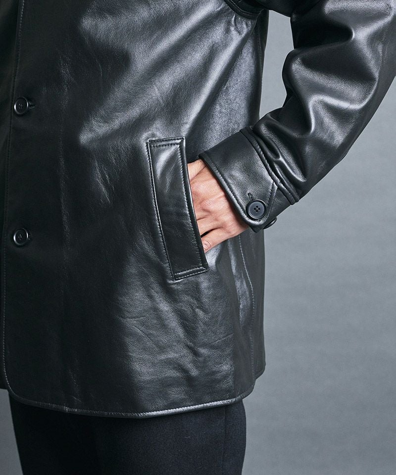 Magine(マージン)】LAMB LEATHER CAR COAT ラムレザーカーコート(2534