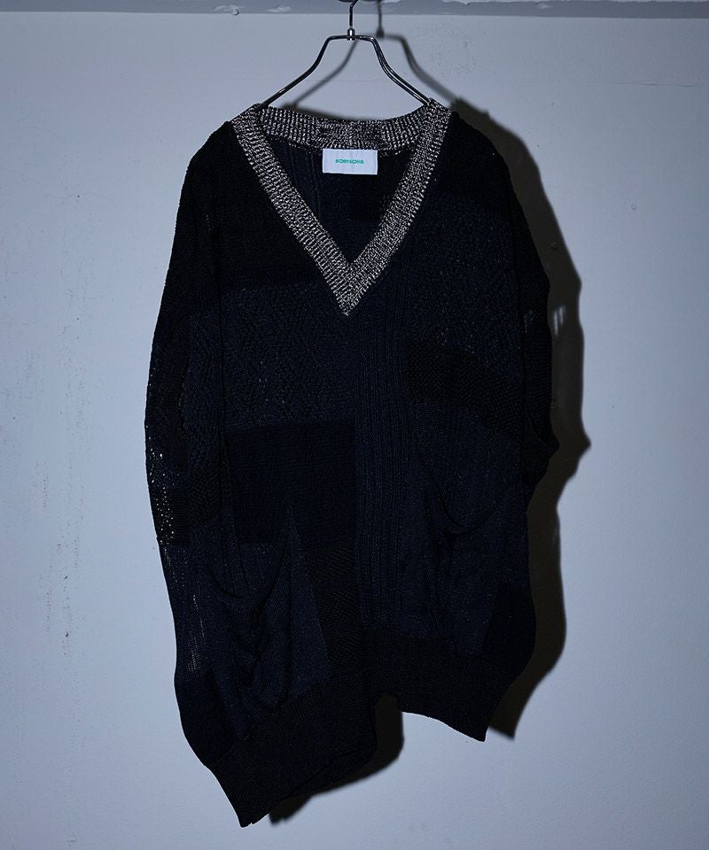 BODYSONG.(ボディソング)】MIXED-KNIT VEST_REFLECTIVE RIB ニット 