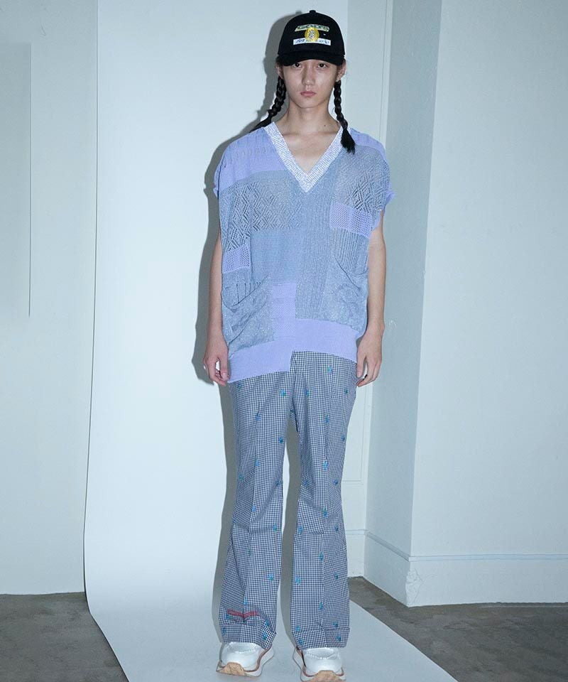 BODYSONG.(ボディソング)】MIXED-KNIT VEST_REFLECTIVE RIB ニット 
